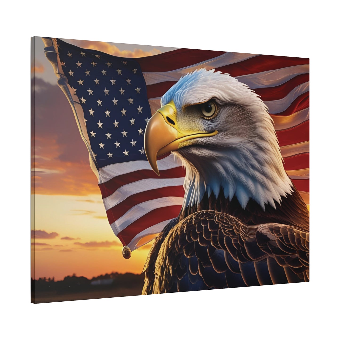 Patriotic Red Eagle Canvas Wall Art, Stretched Eagle Art - Red White Blue - American Flag Decor - Veteran's Day Gift - 4th of July Decoration, Home Gallery Wall