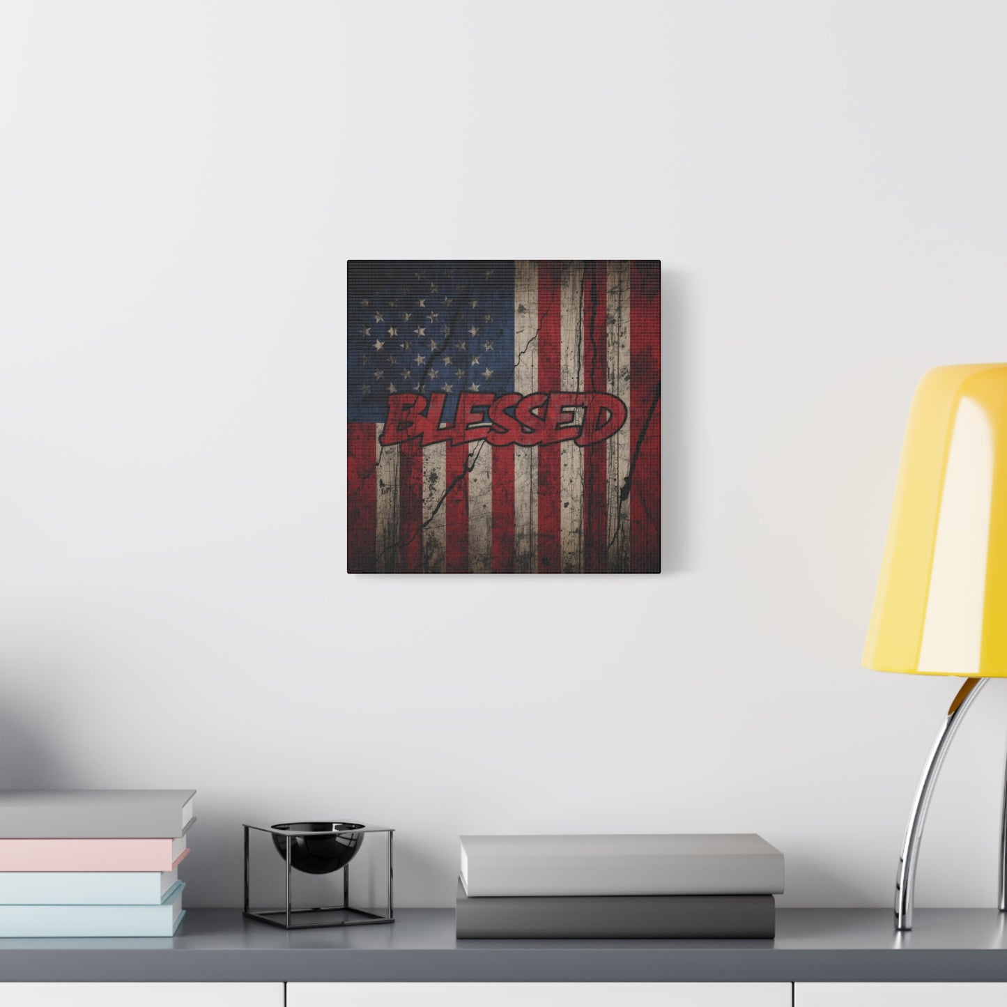 Blessed Patriotic Canvas Wall Art, Americana Decor, Home Wall Decoration, Rustic Flag Artwork, US Flag Decor