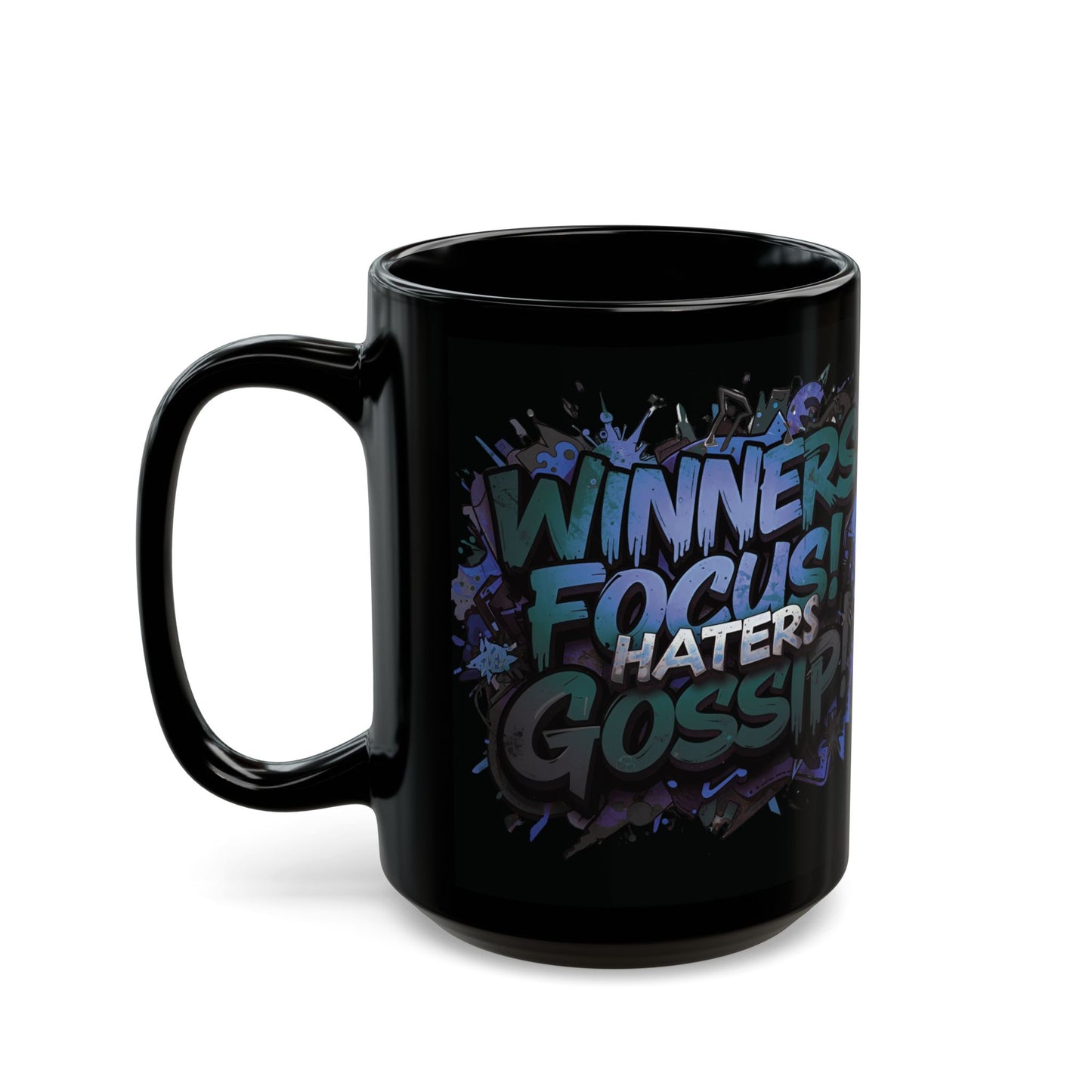 Motivational Black Mug for Winners, Gym Coffee Cup, Inspirational Gift, Home Office Decor, Unique Beverage Container