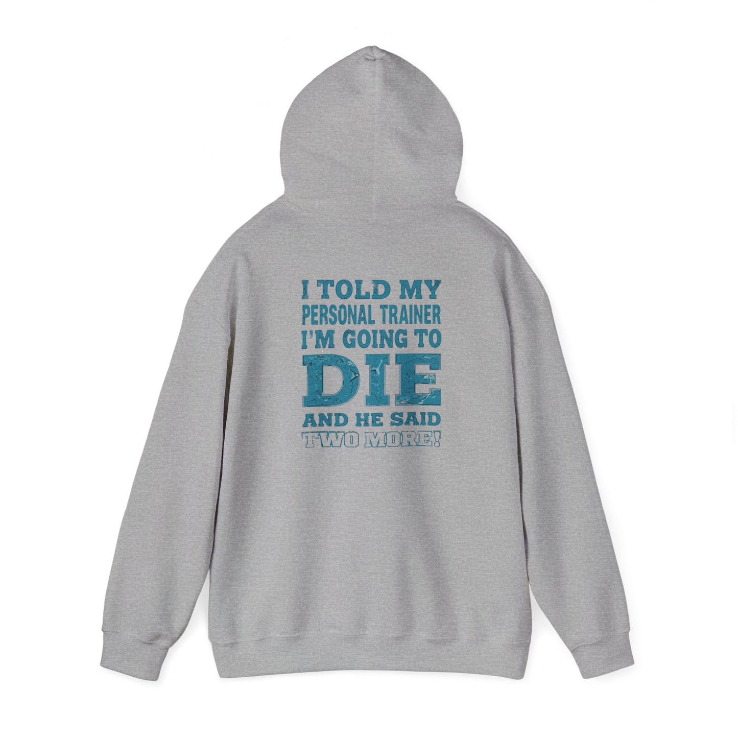 Funny - I Told My Personal Trainer That I'm Going To Die And He Said Two More! - Design - Workout Hoodie - Sizes - S - 5XL - Gym Humor Sweatshirt - Personal Trainer Gift - Fitness Motivational Apparel