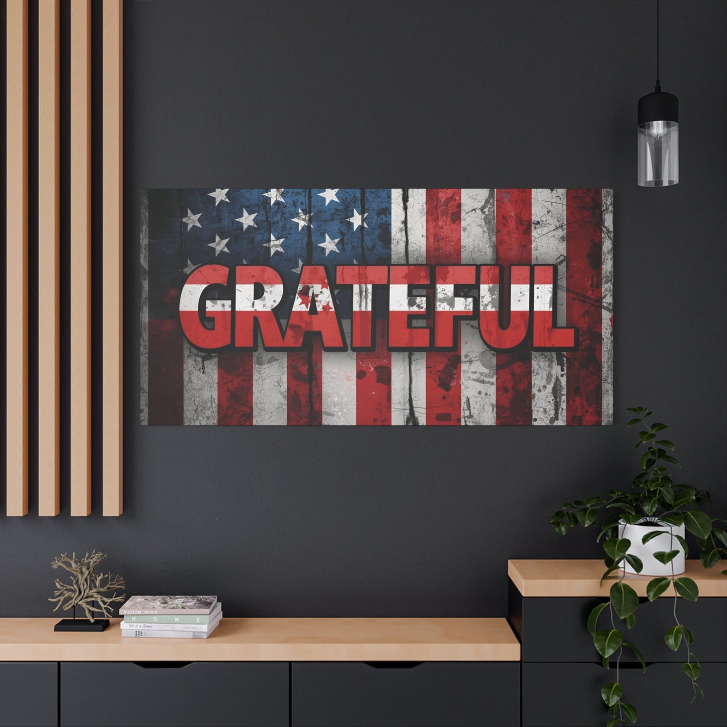 Grateful American Flag Wall Art | Patriotic Canvas Decor, Home Wall Decor, Inspirational Gift, 4th of July Decoration, Veteran's Day