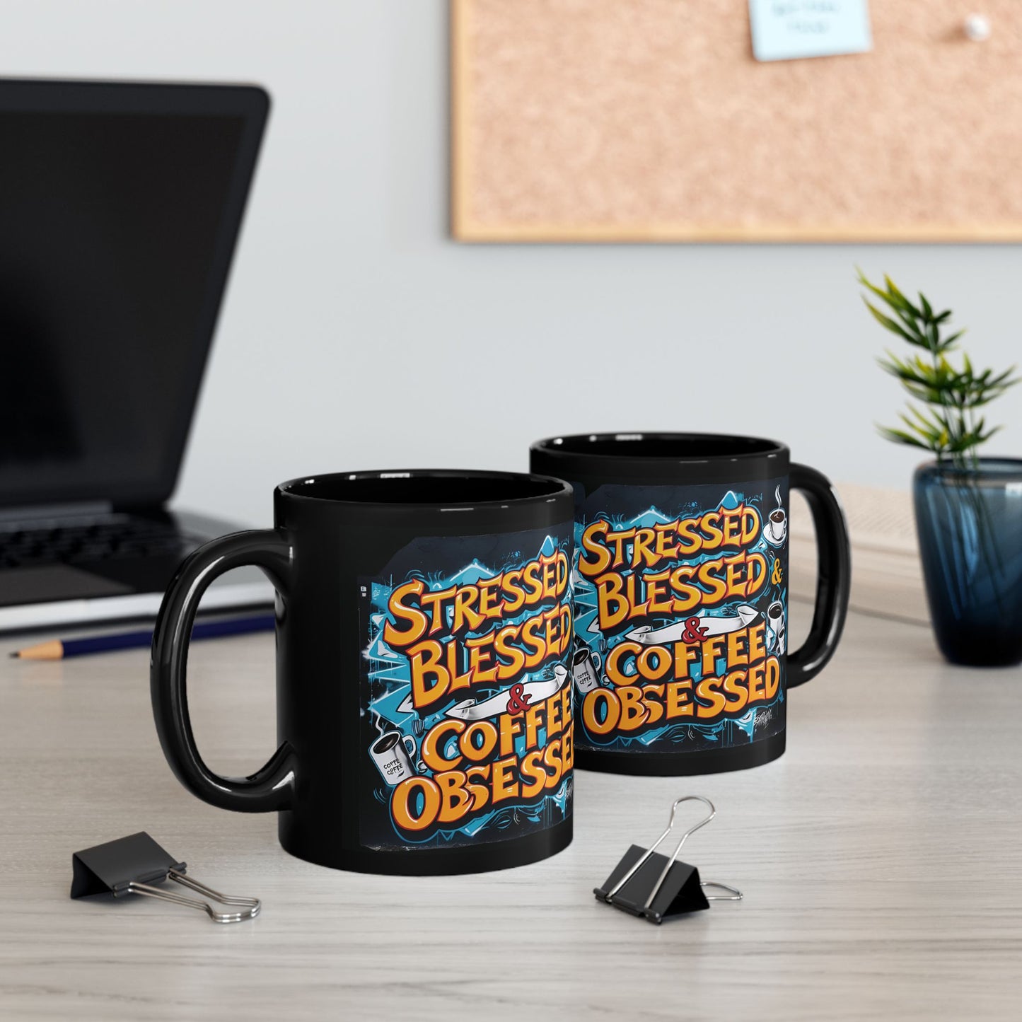 Stressed Blessed & Coffee Obsessed Print, 11 oz. Insulated Travel Mug, Motivational Mug, Gift for Coffee Lovers, Fitness Mug, Inspirational Drinkware