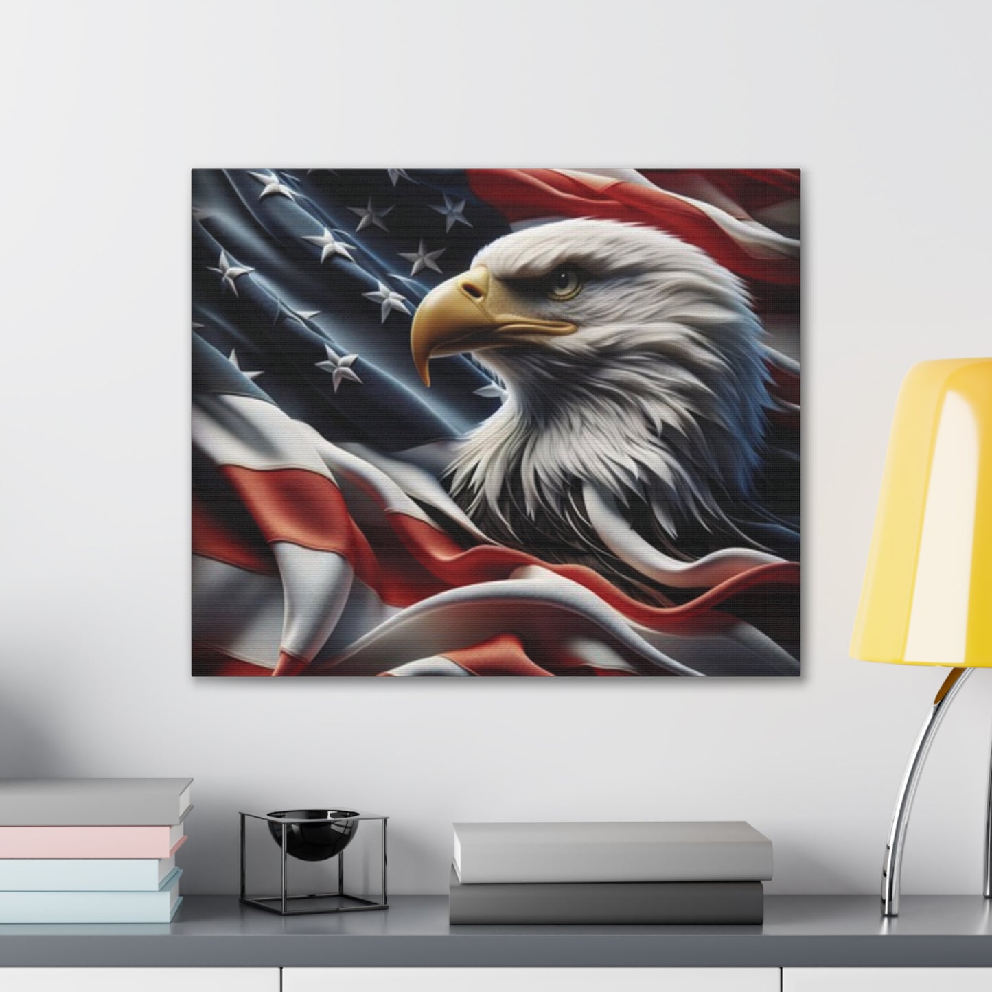 Patriotic Canvas Wall Art, American Eagle & Flag Print, Home Decor for Veterans, Memorial Day, Independence Day, Gifts