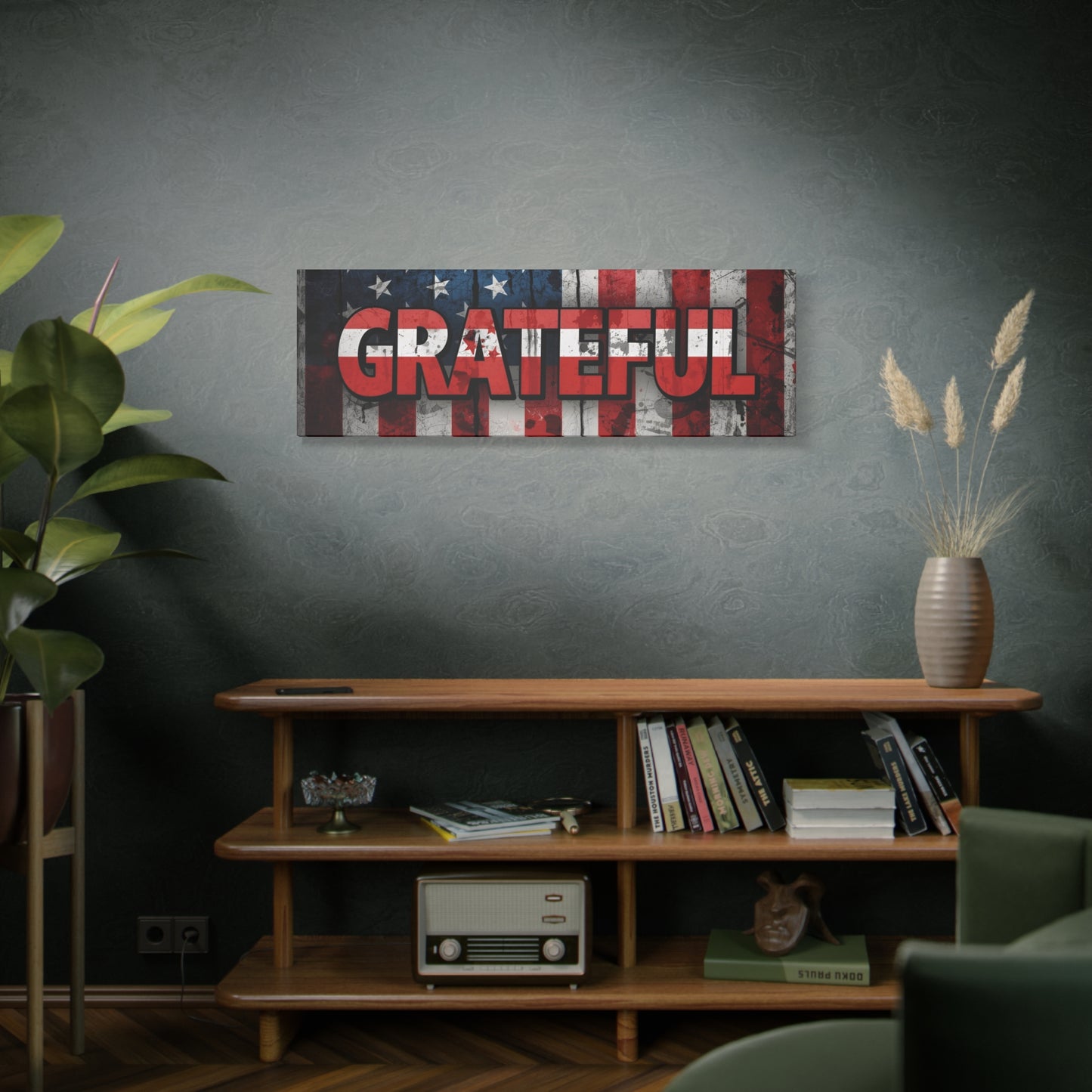 Grateful American Flag Wall Art | Patriotic Canvas Decor, Home Wall Decor, Inspirational Gift, 4th of July Decoration, Veteran's Day