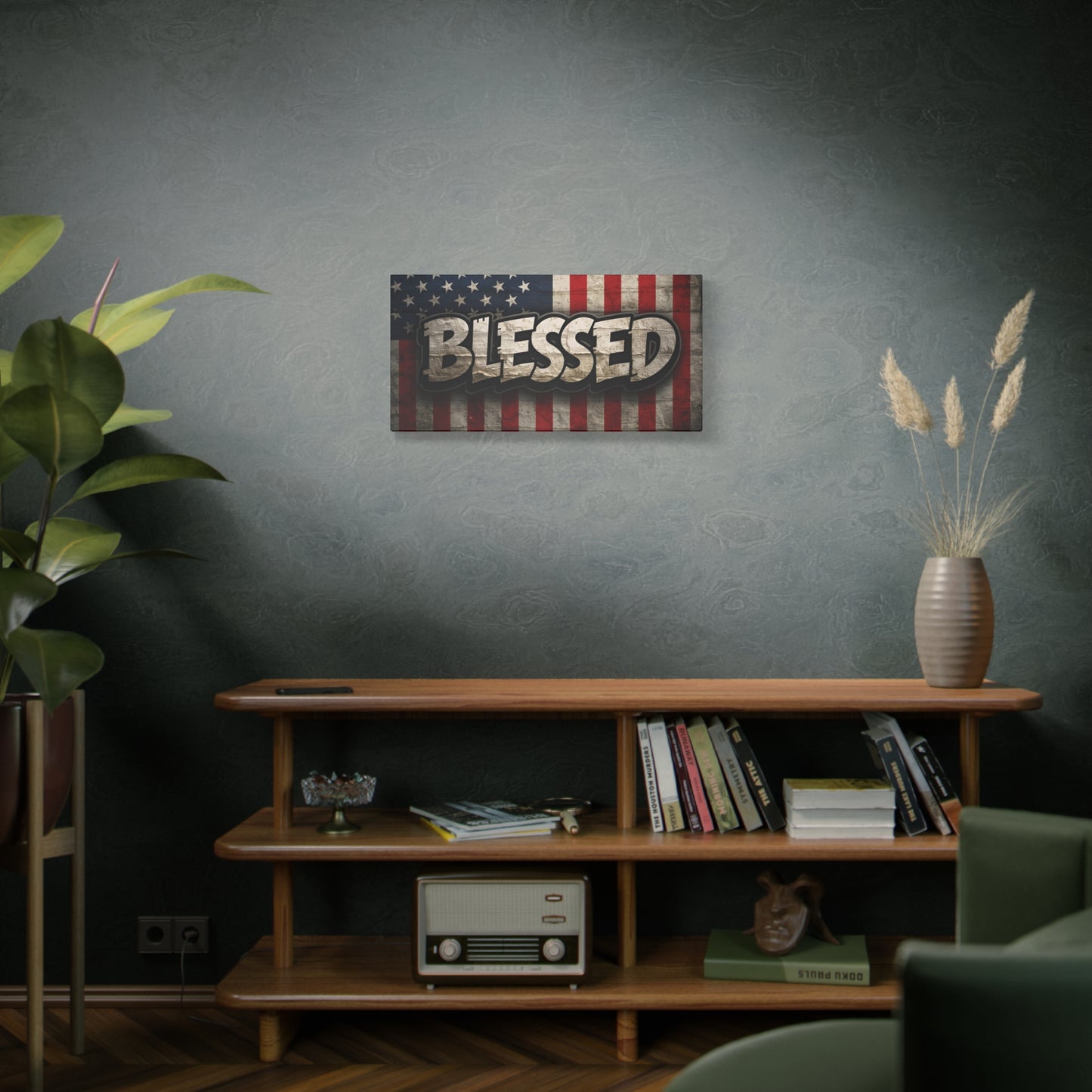 Blessed - Vintage American Flag - Red White & Blue - Canvas Wall Art - Patriotic Home Decor - Inspirational Gift - Rustic Wall Decor - Americana Artwork -