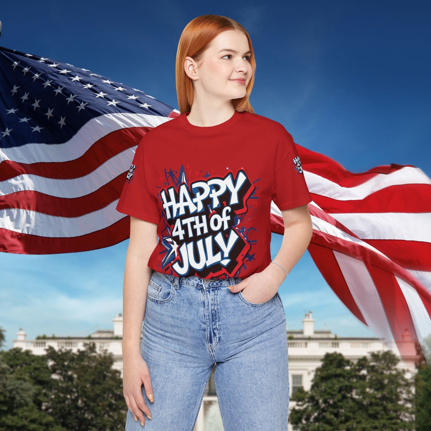 Happy 4th Of July Unisex Jersey Short Sleeve Tee, Independence Day T-Shirt, Patriotic Shirt, Red White Blue Tee, USA Celebration Top