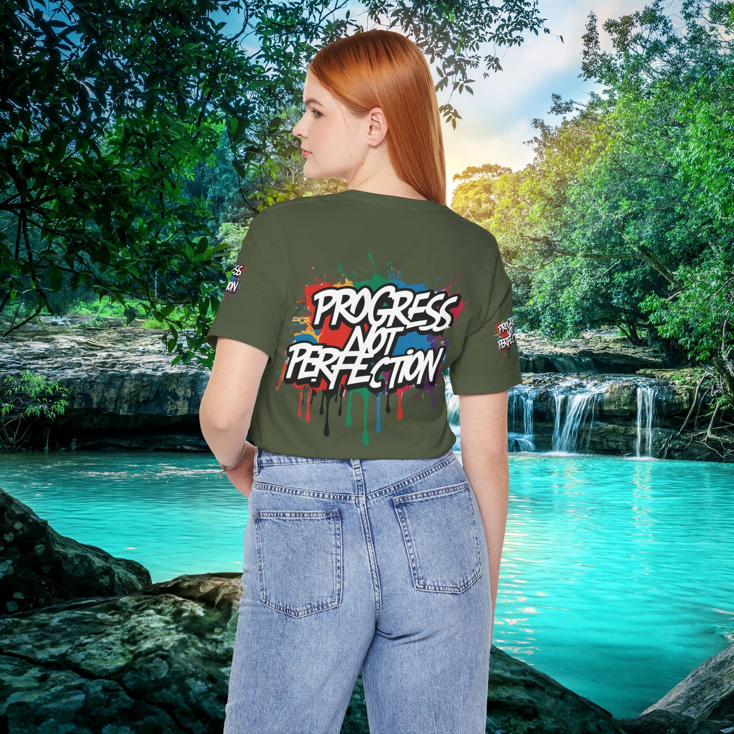 💥 Vibrant 💥 Eye-catching 💥 Motivational 💥 All Over Print 💥 Unisex T-shirt 💥 Progress Not Perfection 💥 Art-Inspired 💥 Apparel 💥 Sizes XS x 4XL 💥