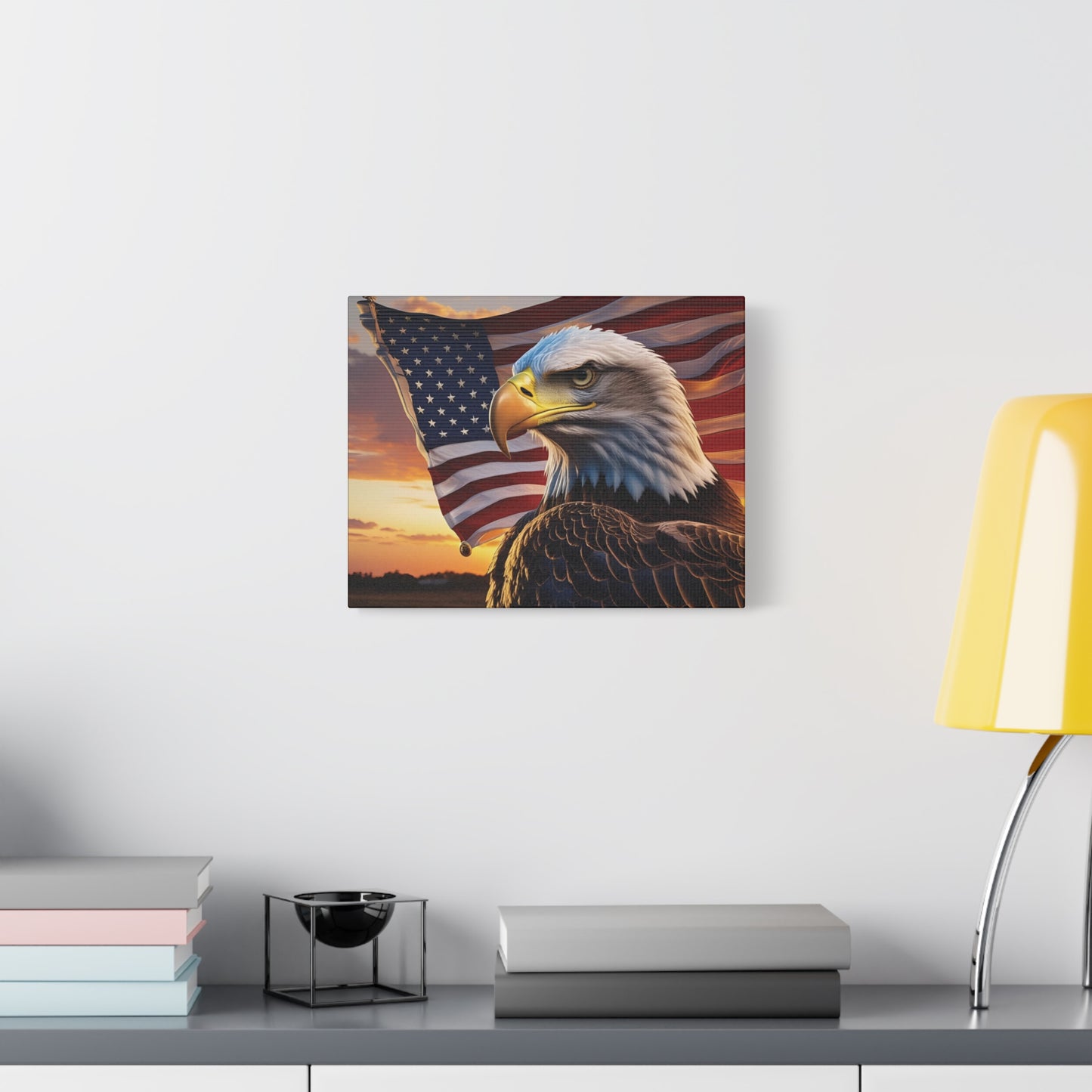 Patriotic Red Eagle Canvas Wall Art, Stretched Eagle Art - Red White Blue - American Flag Decor - Veteran's Day Gift - 4th of July Decoration, Home Gallery Wall