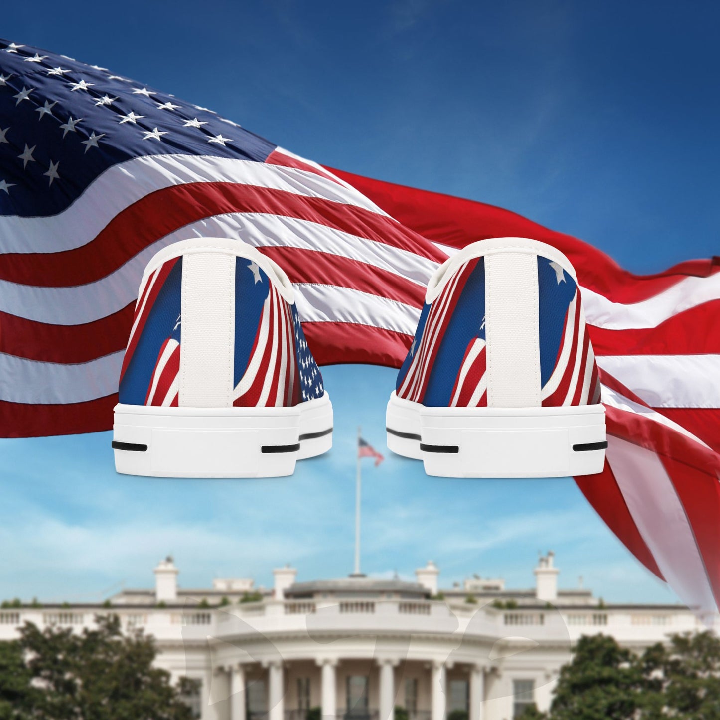 π₯π Patriotic π₯ Women's Low Top Sneakers π₯ Stars & Stripes Design π₯ White Sole & Black Sole to Choose From π₯