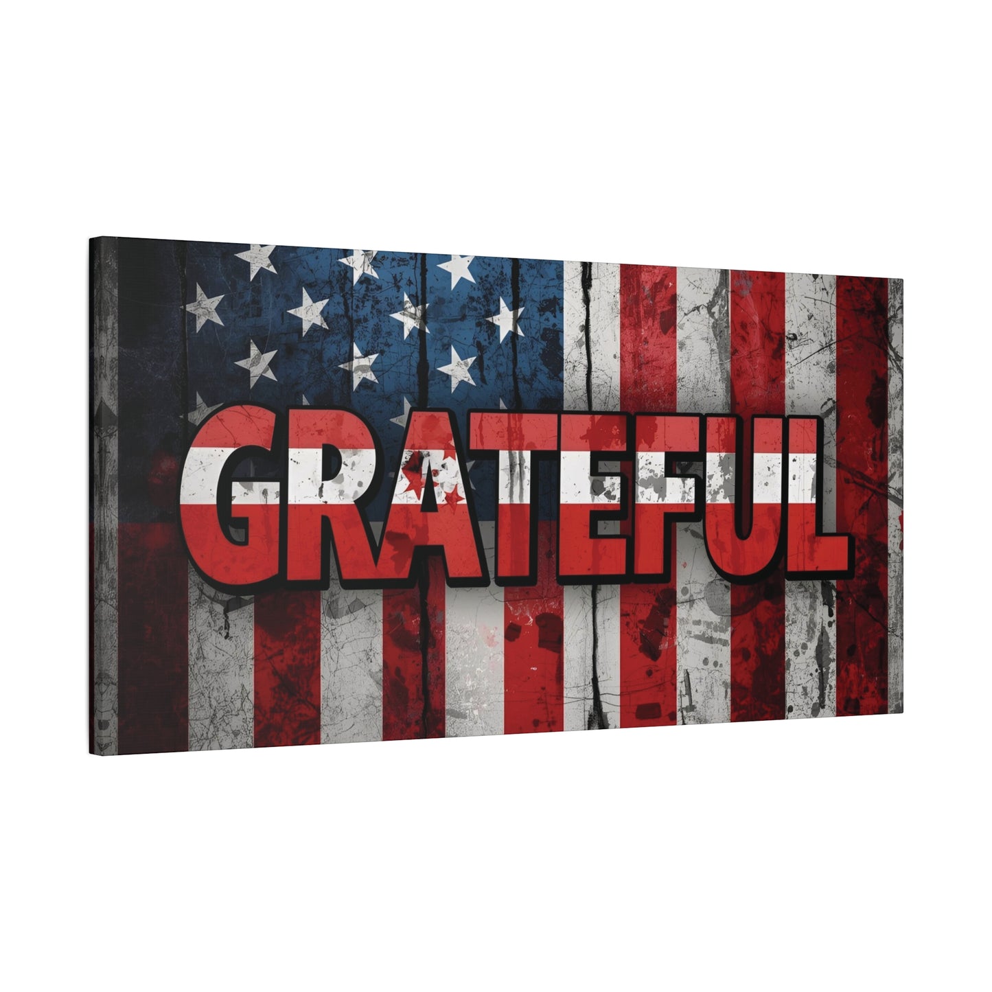Grateful American Flag Wall Art | Patriotic Canvas Decor, Home Wall Decor, Inspirational Gift, 4th of July Decoration, Veteran's Day