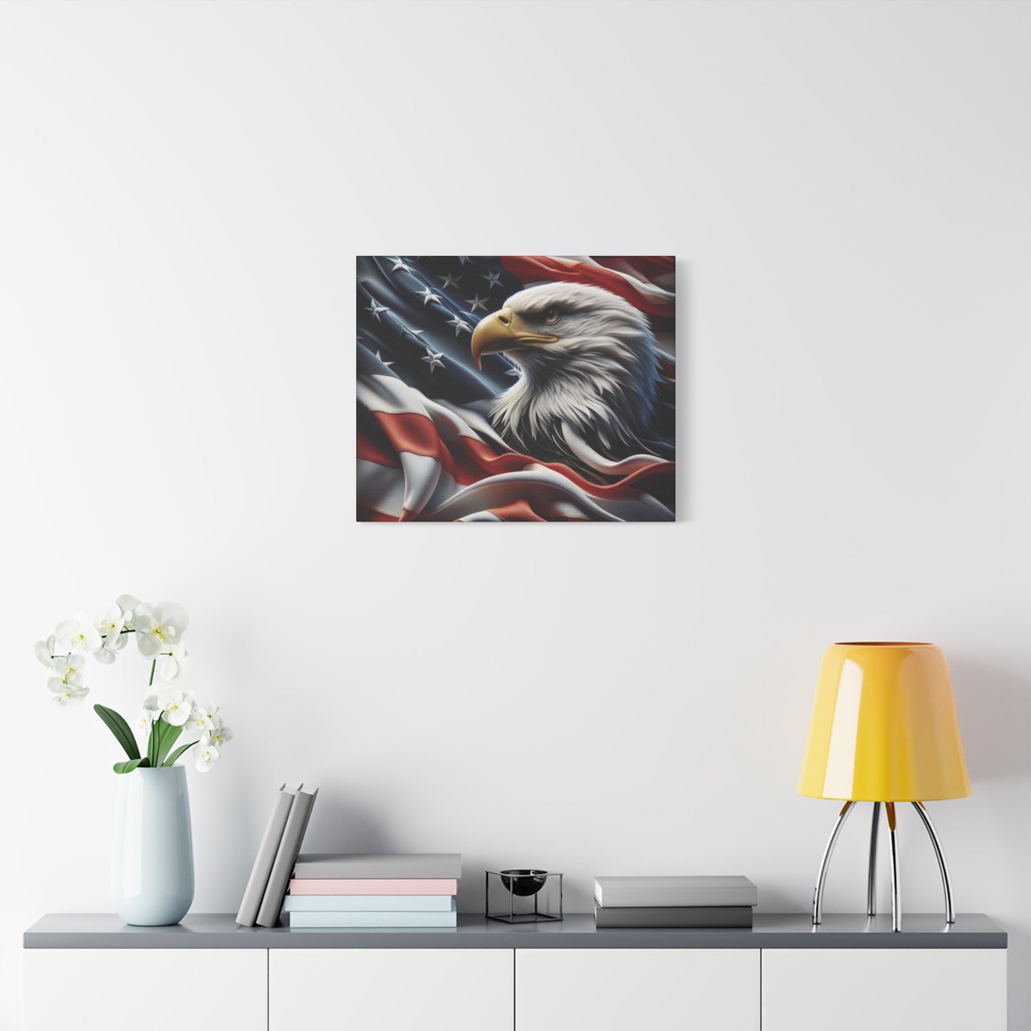 Patriotic Eagle Gallery Wrapped Canvas Art - American Flag Wall Decor - Red White Blue - USA Pride - Holiday Gift - 4th of July Home Decoration - Veteran Gift - USA Theme Art - Print On Sides - Mirror Sides -