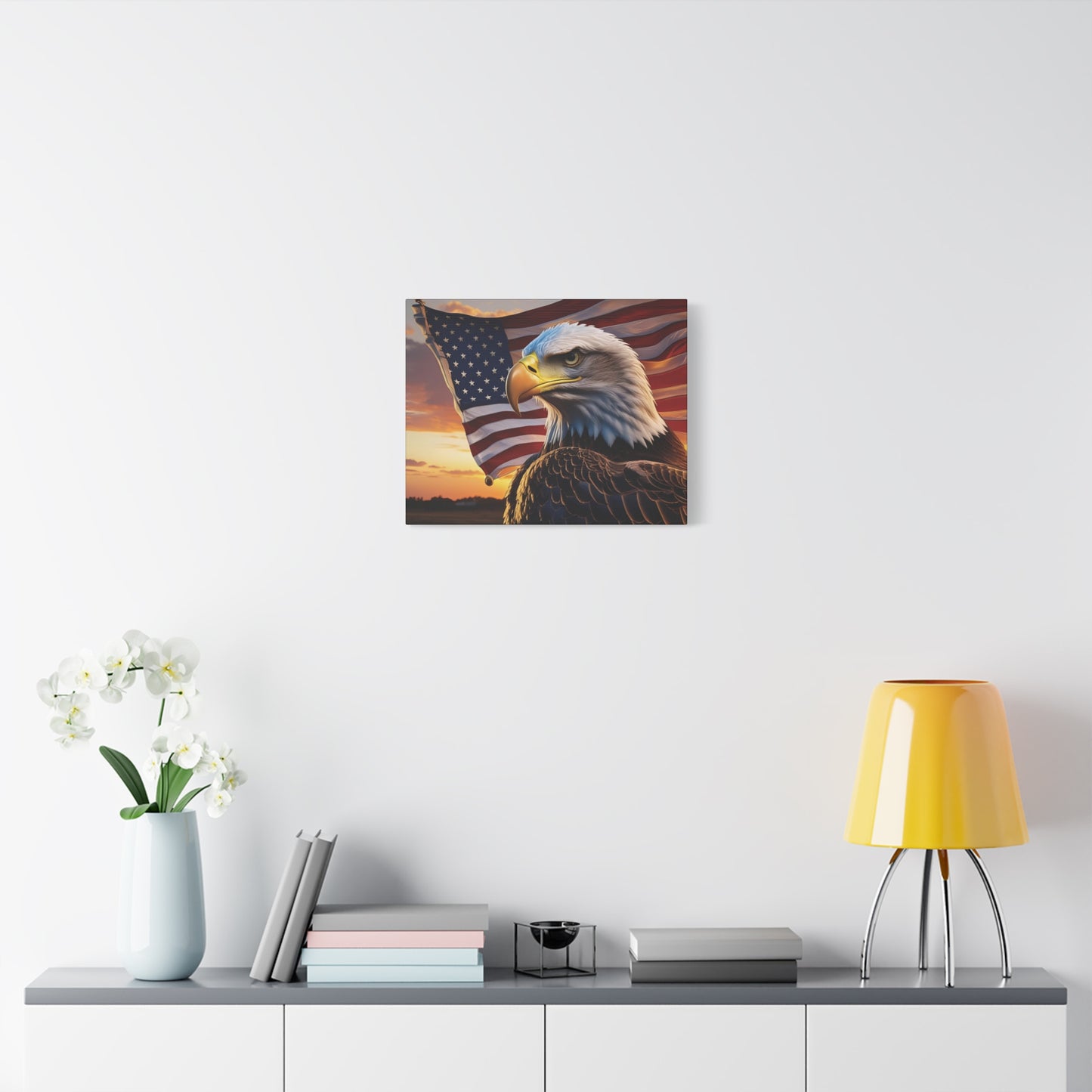 Patriotic Red Eagle Canvas Wall Art, Stretched Eagle Art - Red White Blue - American Flag Decor - Veteran's Day Gift - 4th of July Decoration, Home Gallery Wall