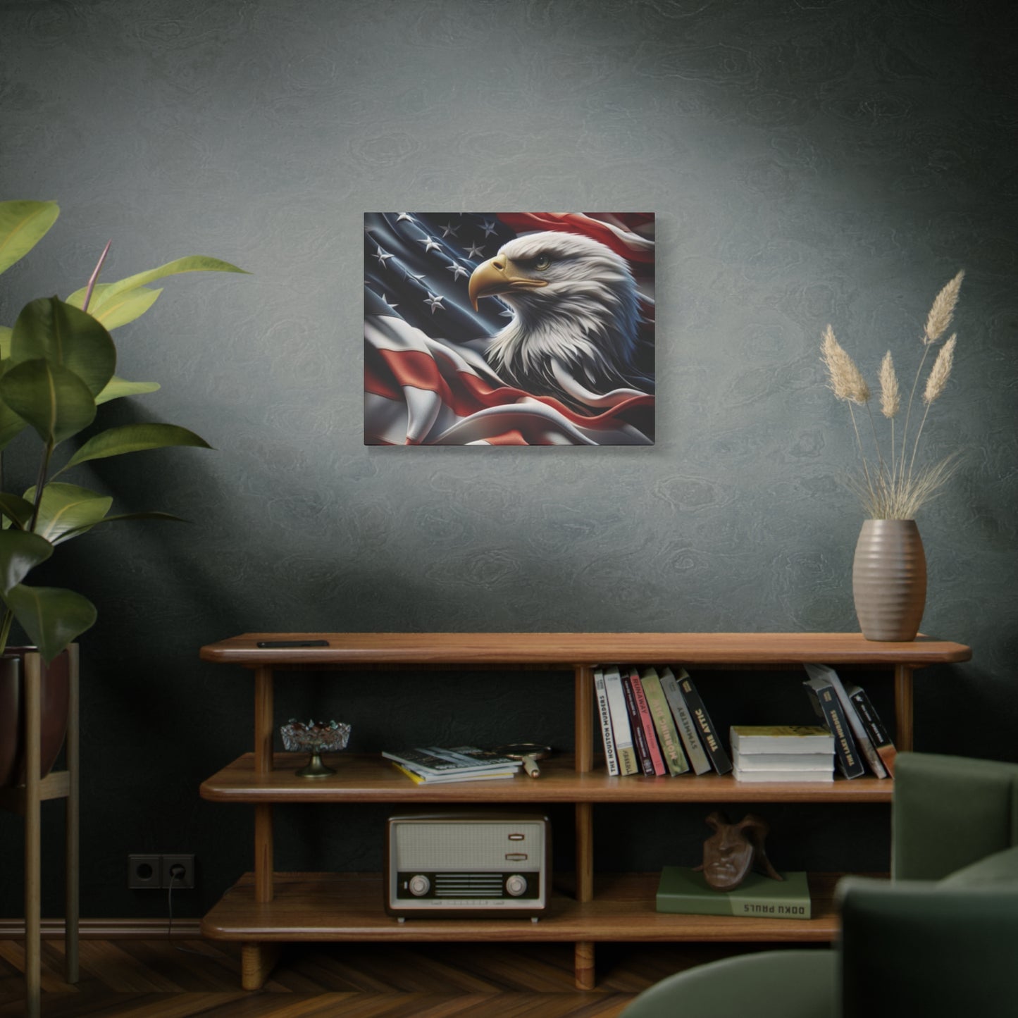 Patriotic Eagle Gallery Wrapped Canvas Art - American Flag Wall Decor - Red White Blue - USA Pride - Holiday Gift - 4th of July Home Decoration - Veteran Gift - USA Theme Art - Print On Sides - Mirror Sides -