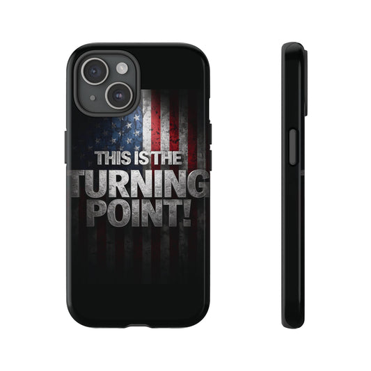 Stunning Patriotic Protective Cell Phone Case - Charlie Kirk - This Is The Turning Point! - Red White Blue - Beautiful American Flag Backdrop Design - Perfect Gift for Everyday Use, Durable Cover, Stylish Protection