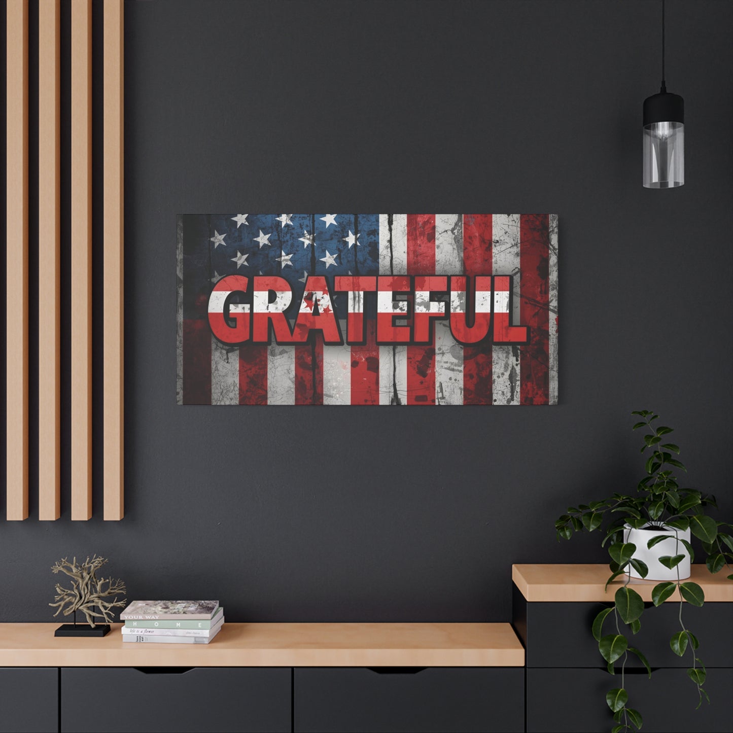 Grateful American Flag Wall Art | Patriotic Canvas Decor, Home Wall Decor, Inspirational Gift, 4th of July Decoration, Veteran's Day