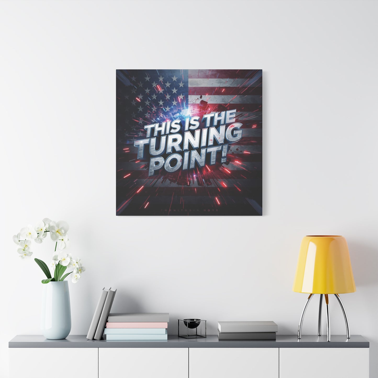 Canvas Print - Patriotic Wall Art - Stunning - Red White Blue - American Flag Backdrop - Charlie Kirk Inspired - This Is The Turning Point! - Multiple Sizes -