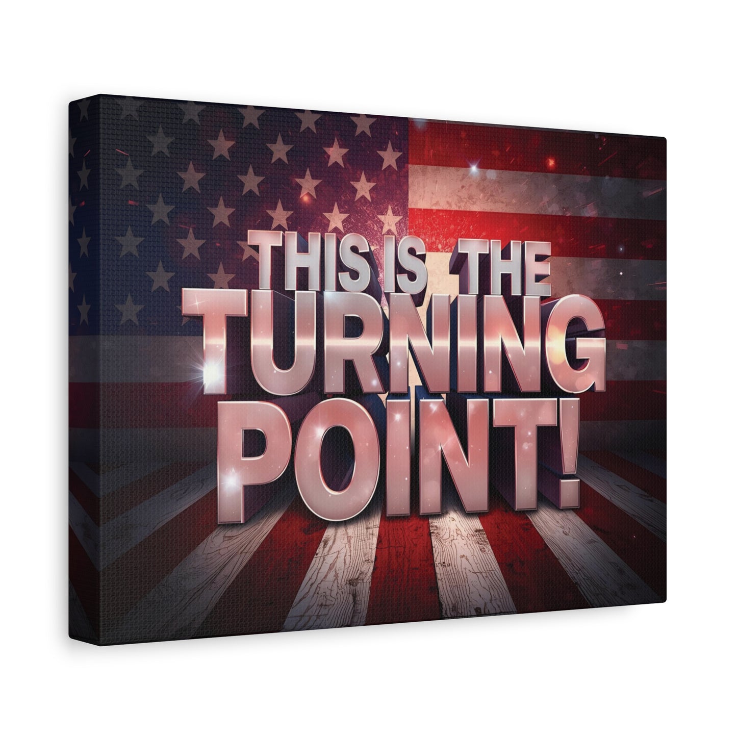 Gallery Wrapped Canvas Wall Art - Charlie Kirk Inspired - This Is The Turning Point! - Red White Blue - American Flag Backdrop Design - Multiple Sizes -