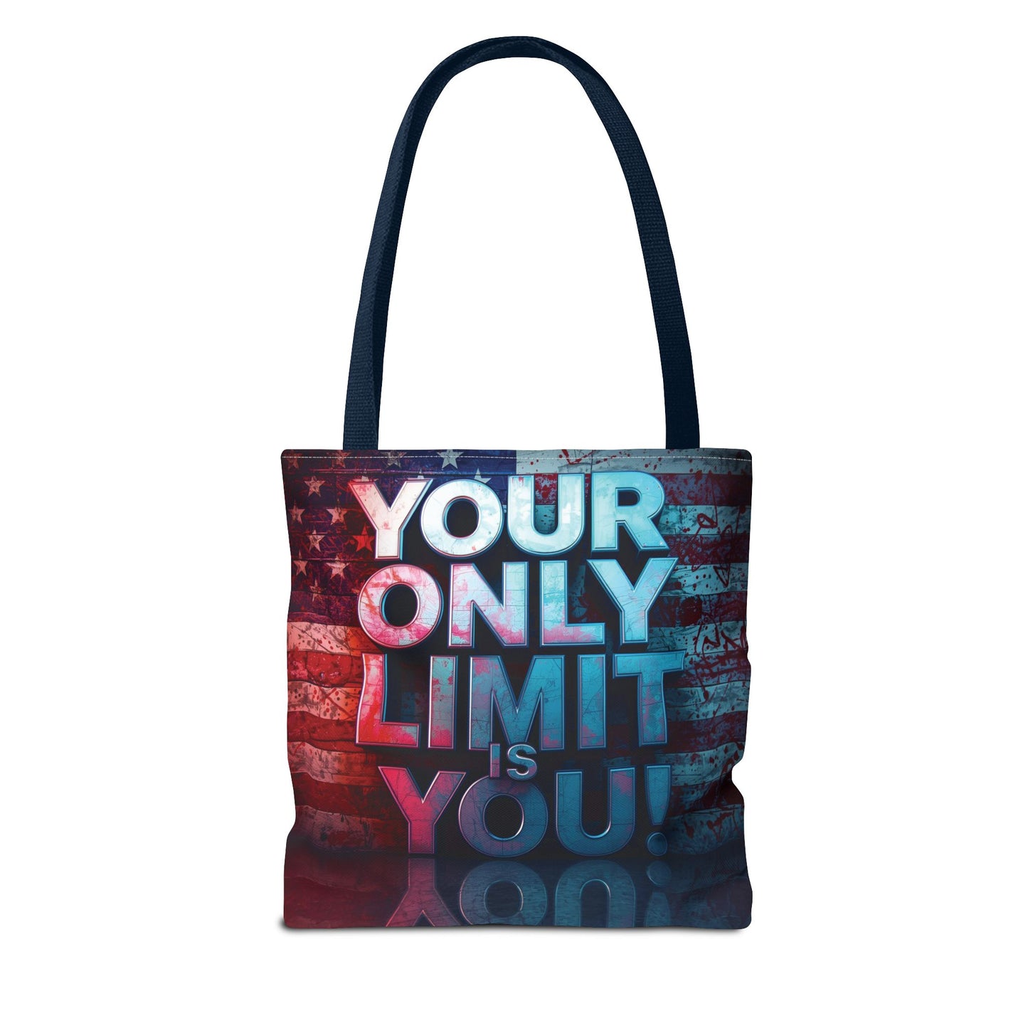 Motivational Tote Bag, Your Only Limit is You!, Inspirational Gift, USA Flag Design, Eco-Friendly Everyday Tote