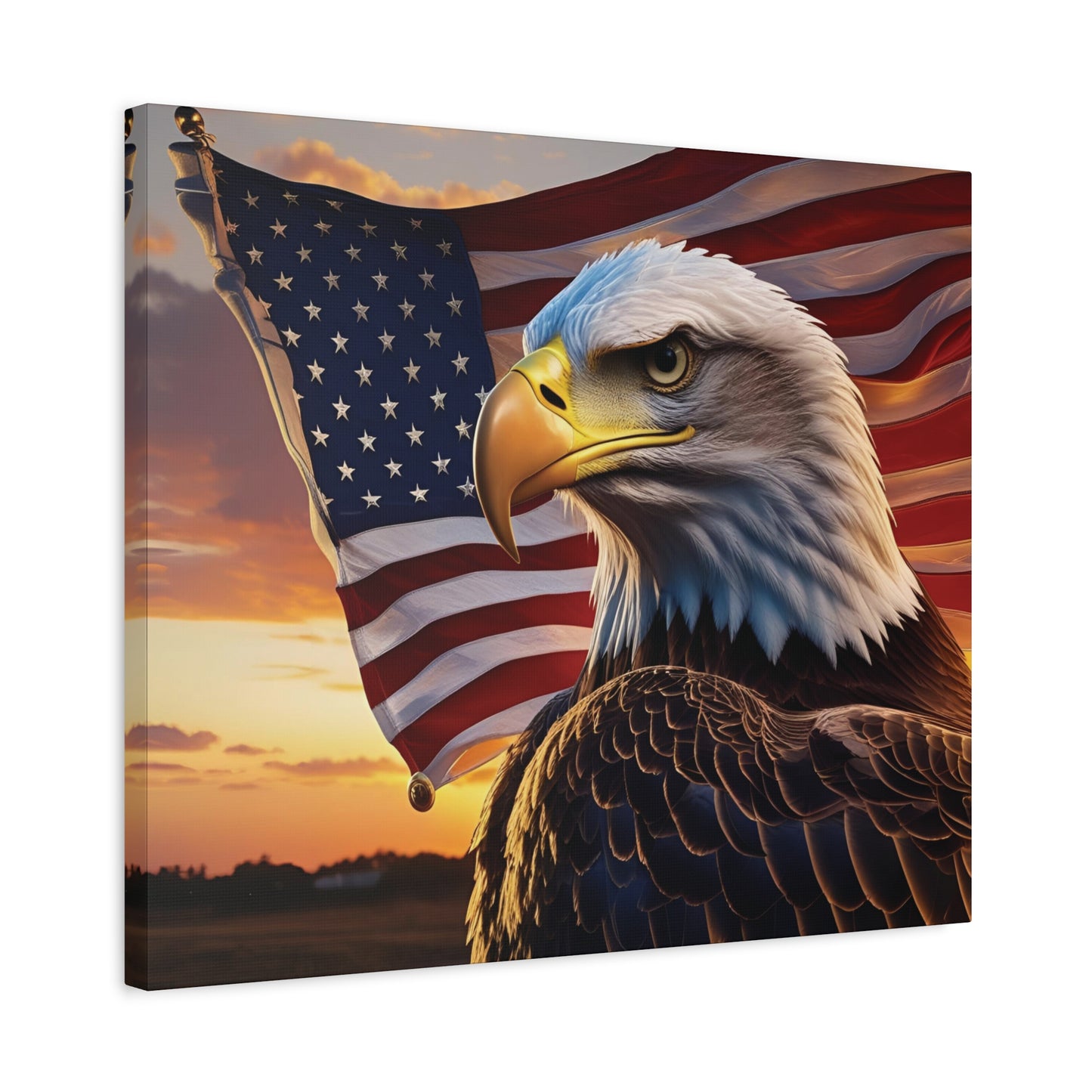 Patriotic Red Eagle Canvas Wall Art, Stretched Eagle Art - Red White Blue - American Flag Decor - Veteran's Day Gift - 4th of July Decoration, Home Gallery Wall