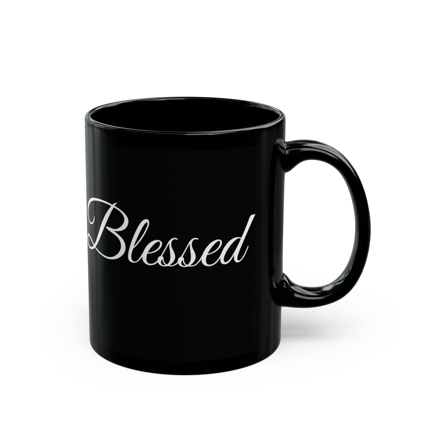 Inspirational Blessed White Print Black Mug 11oz & 15oz