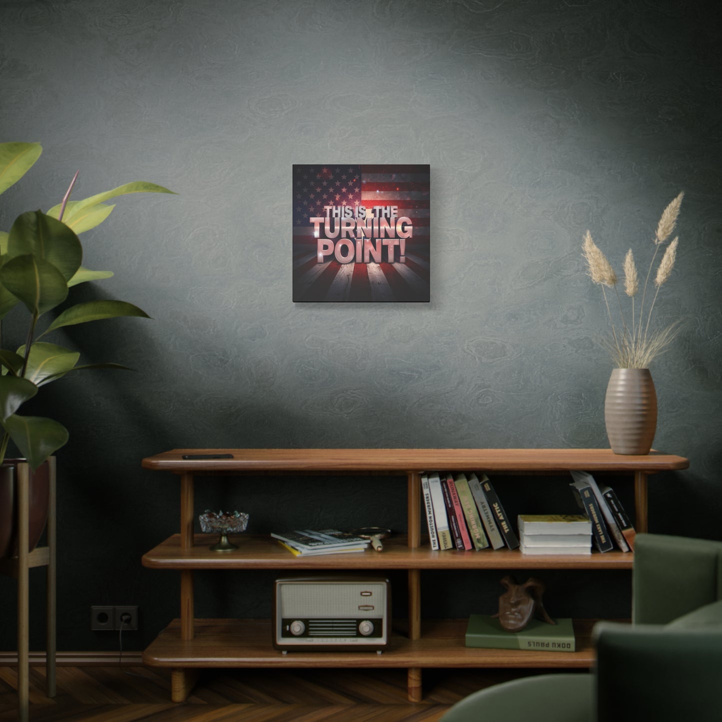 Gallery Wrapped Canvas Wall Art - Charlie Kirk Inspired - This Is The Turning Point! - Red White Blue - American Flag Backdrop Design - Multiple Sizes -