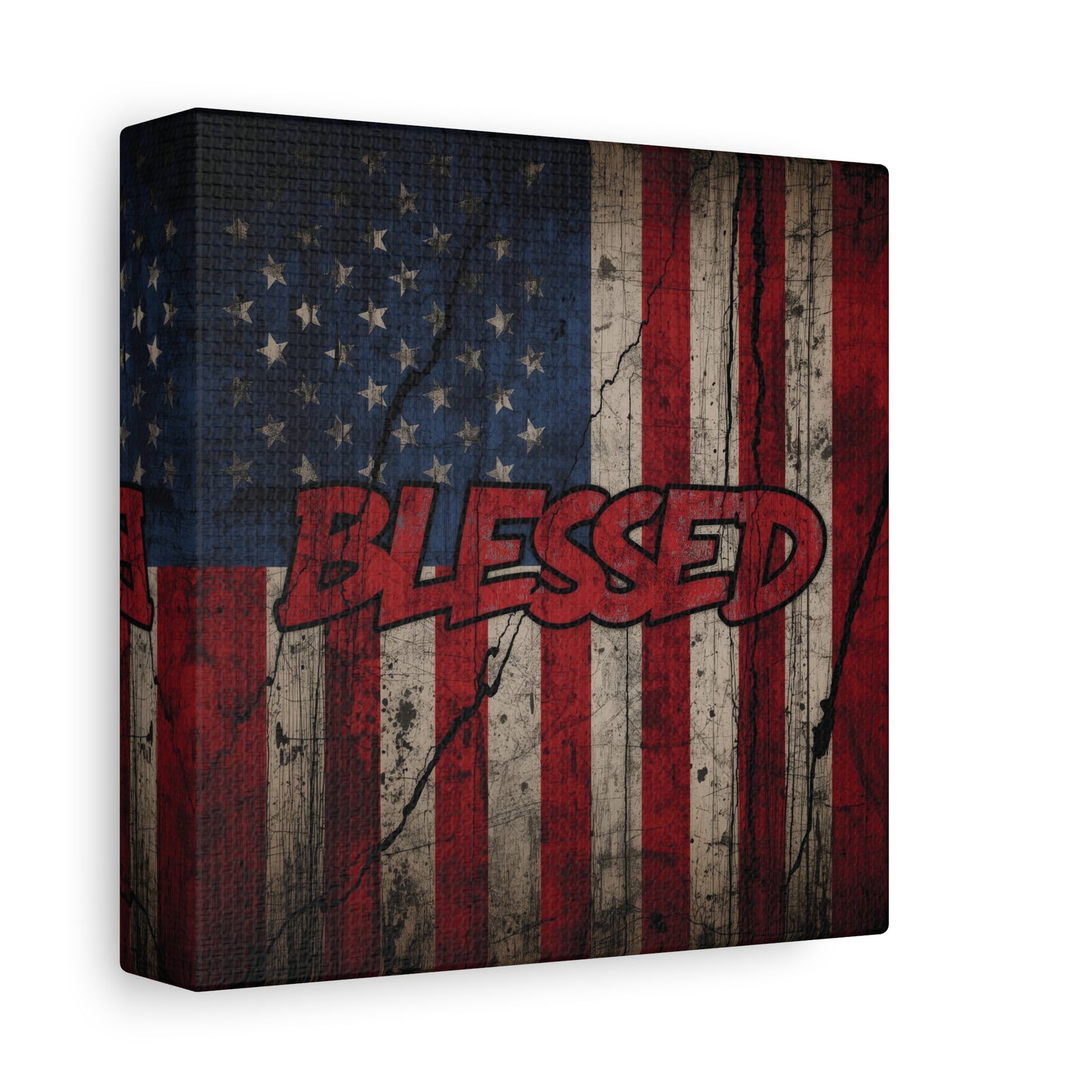 Blessed Patriotic Canvas Wall Art, Americana Decor, Home Wall Decoration, Rustic Flag Artwork, US Flag Decor