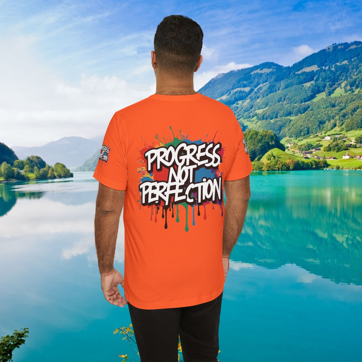 💥 Vibrant 💥 Eye-catching 💥 Motivational 💥 All Over Print 💥 Unisex T-shirt 💥 Progress Not Perfection 💥 Art-Inspired 💥 Apparel 💥 Sizes XS x 4XL 💥