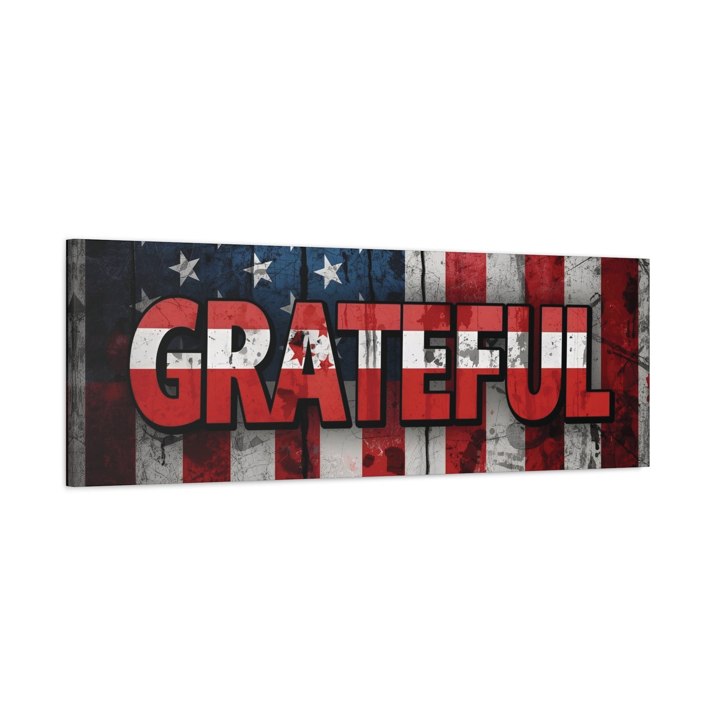 Grateful American Flag Wall Art | Patriotic Canvas Decor, Home Wall Decor, Inspirational Gift, 4th of July Decoration, Veteran's Day