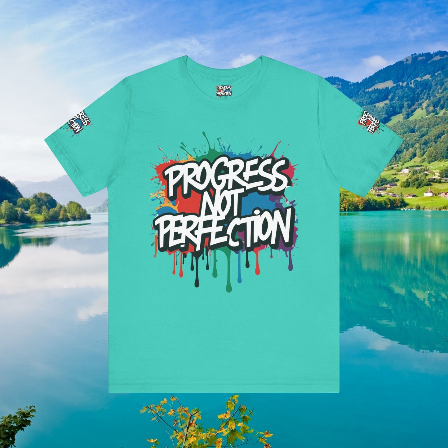 💥 Vibrant 💥 Eye-catching 💥 Motivational 💥 All Over Print 💥 Unisex T-shirt 💥 Progress Not Perfection 💥 Art-Inspired 💥 Apparel 💥 Sizes XS x 4XL 💥