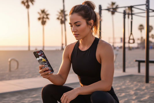 A tough phone case featuring a patriotic design with a bald eagle in the foreground and the text 'LET'S DO THIS!' The background is a combination of red, white, and blue.