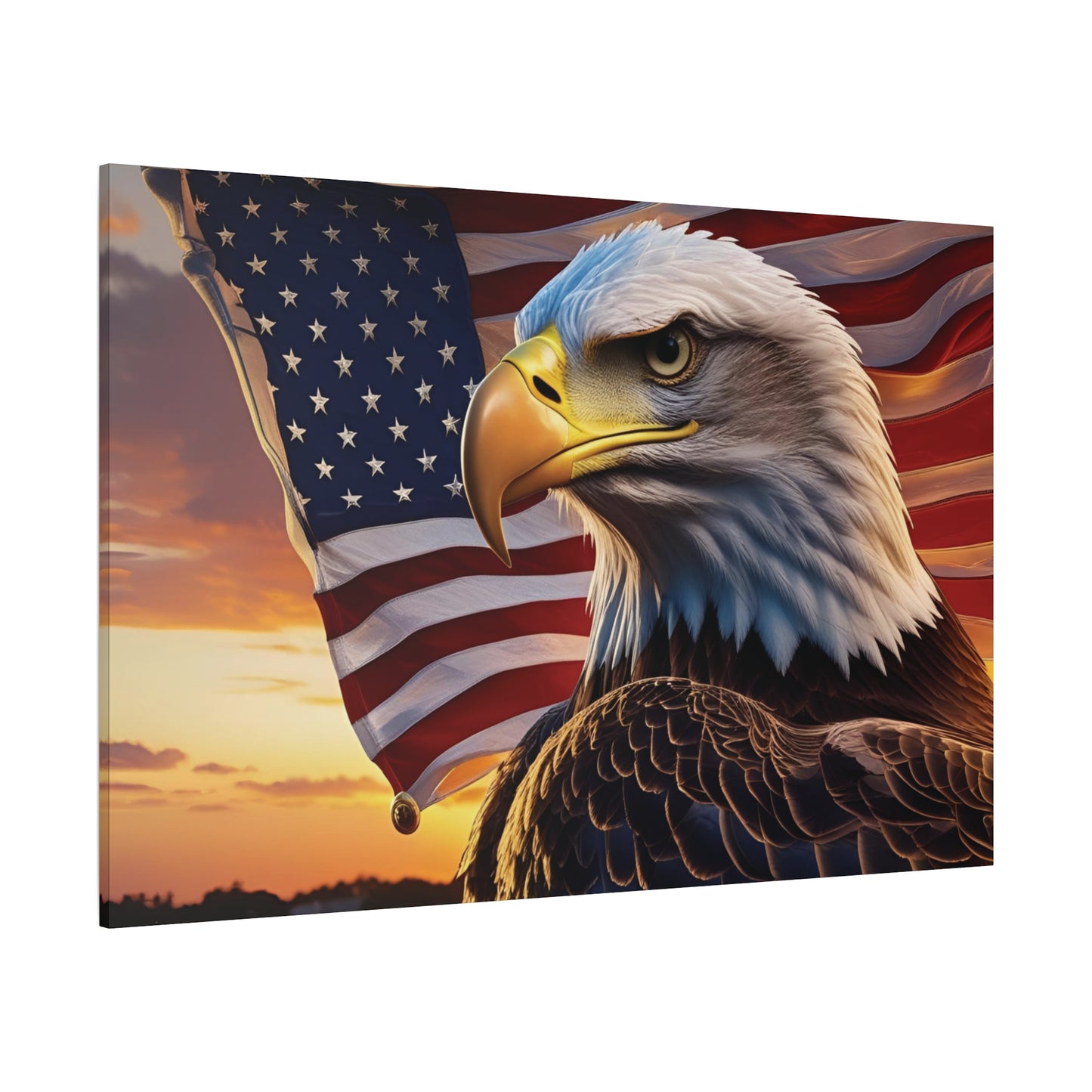 Patriotic Red Eagle Canvas Wall Art, Stretched Eagle Art - Red White Blue - American Flag Decor - Veteran's Day Gift - 4th of July Decoration, Home Gallery Wall