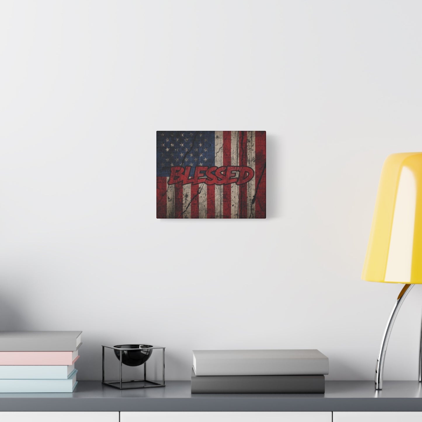 Blessed Patriotic Canvas Wall Art, Americana Decor, Home Wall Decoration, Rustic Flag Artwork, US Flag Decor