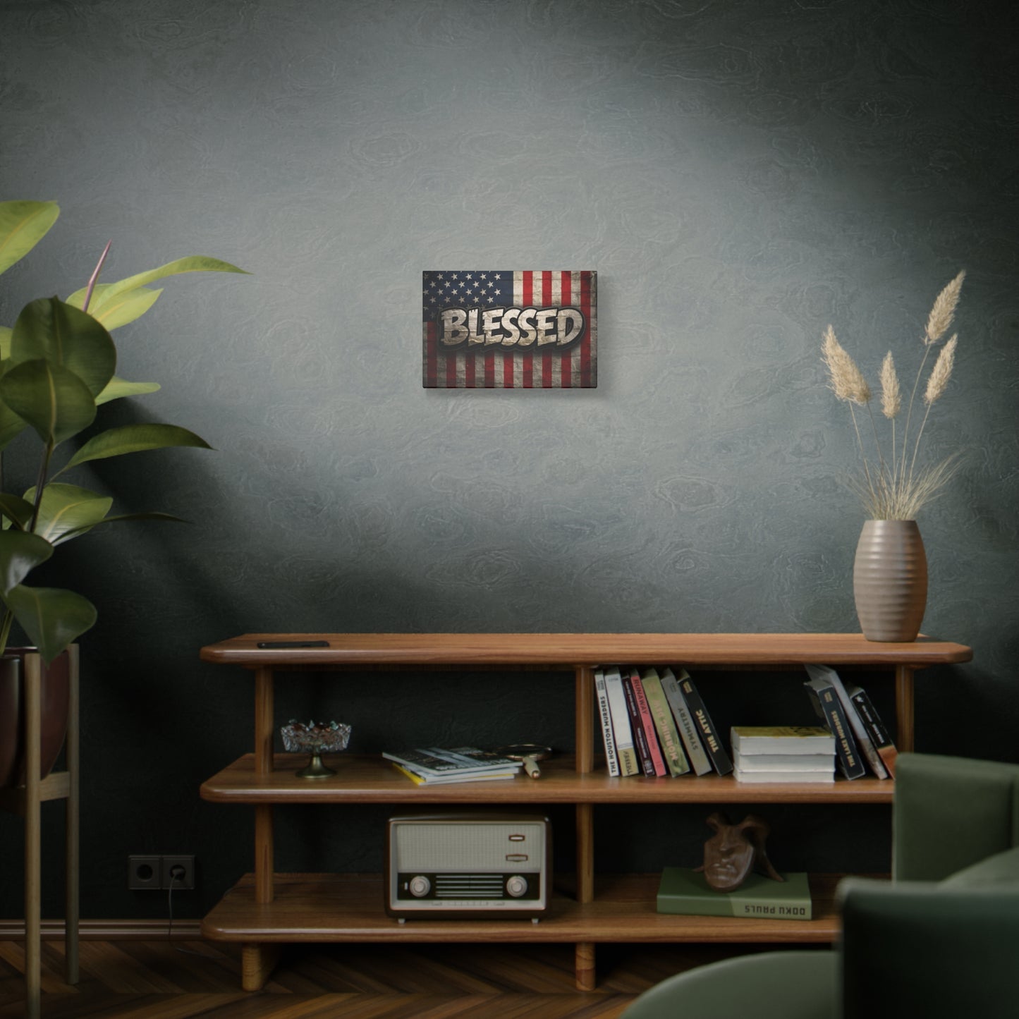 Blessed - Vintage American Flag - Red White & Blue - Canvas Wall Art - Patriotic Home Decor - Inspirational Gift - Rustic Wall Decor - Americana Artwork -