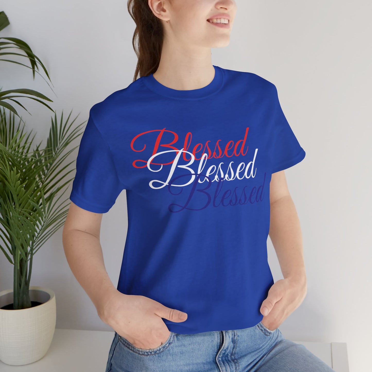 Red White Blue Blessed Design Unisex Tee