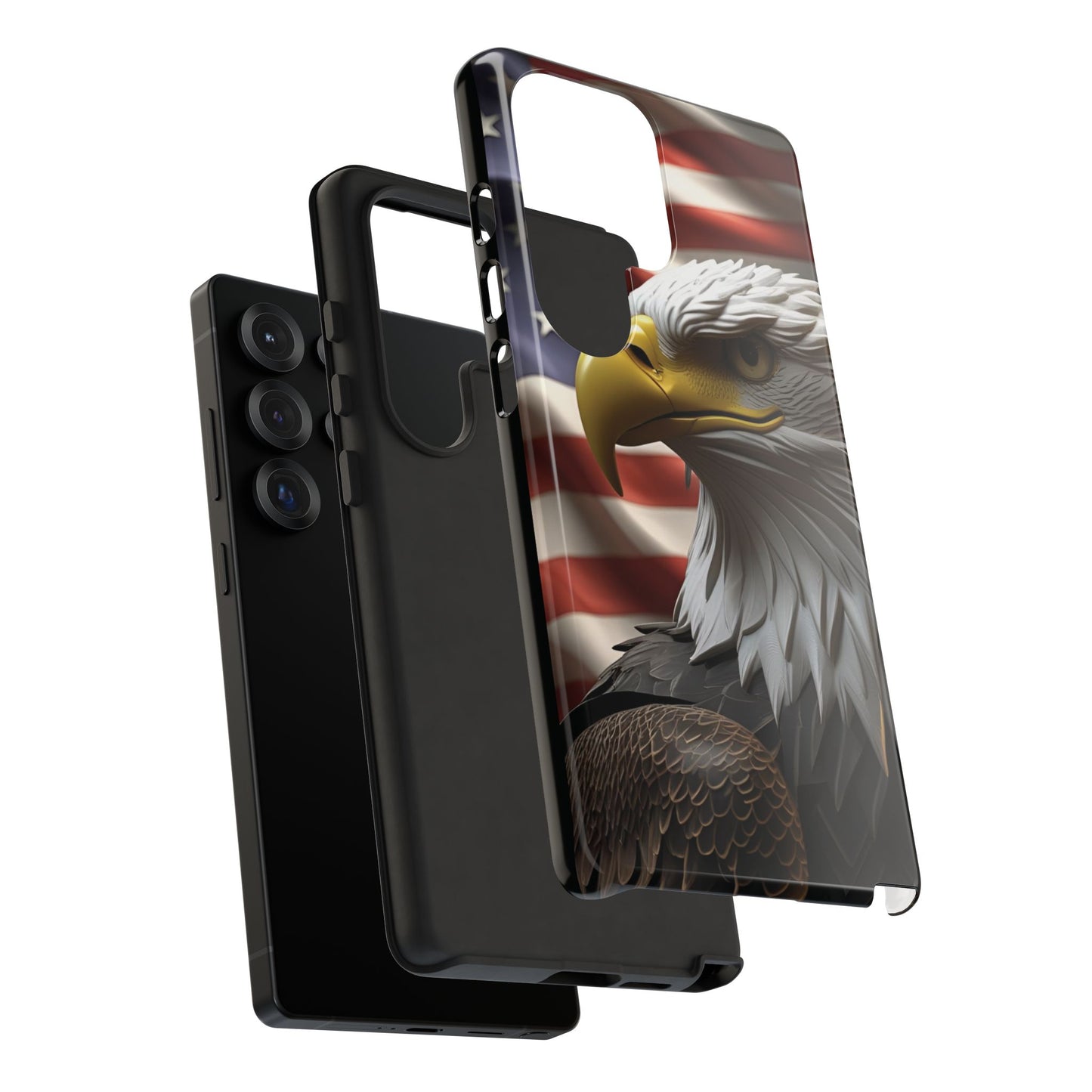 Tough Phone Cases - Patriotic - American Flag Eagle Design - Red White & Blue - Multiple Sizes -