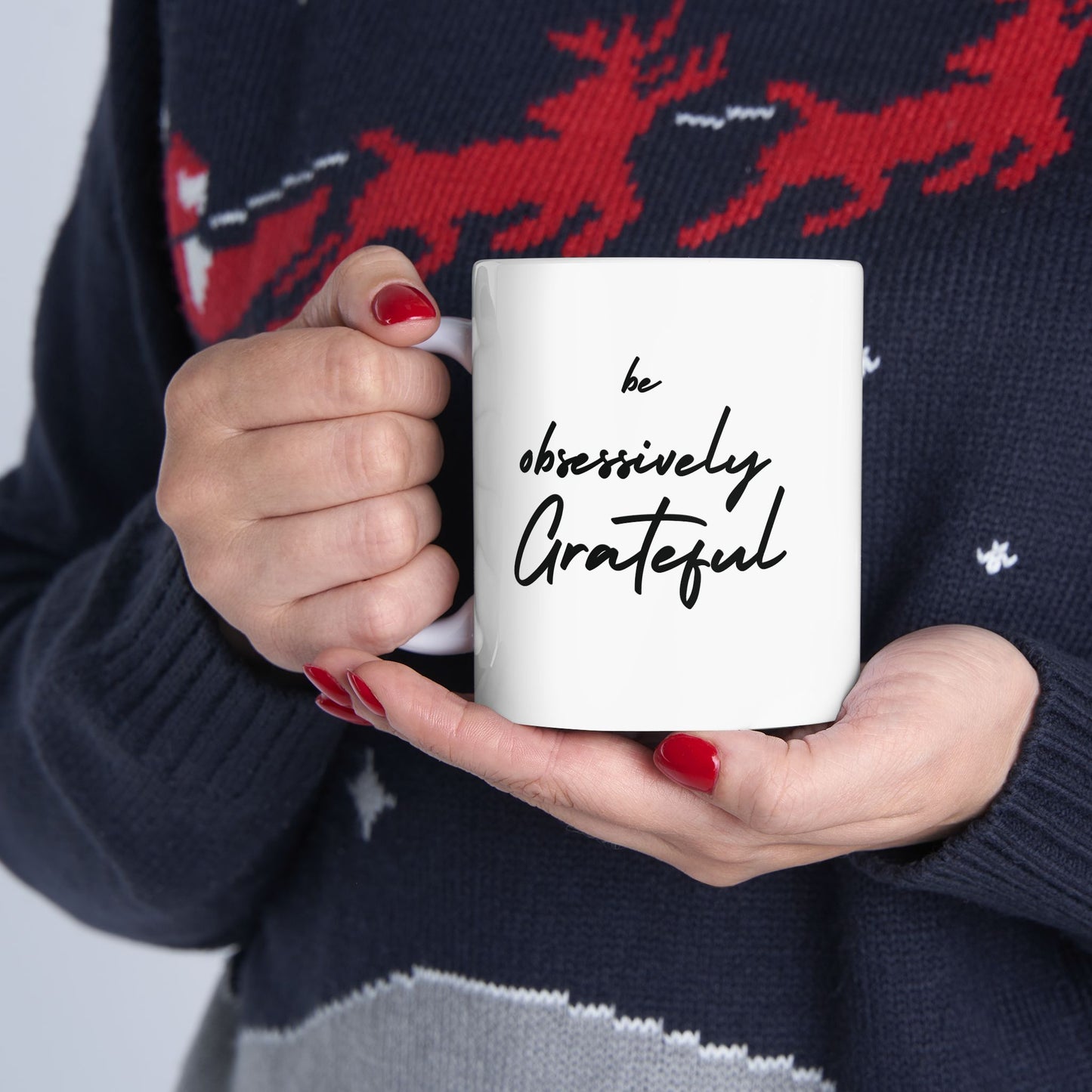Gratitude Ceramic Mug - Inspiring Be Obsessively Grateful 11oz & 15oz Coffee Cup, Perfect Gift for Friends, Motivational Office Decor, Daily Affirmation, Home & Kitchen