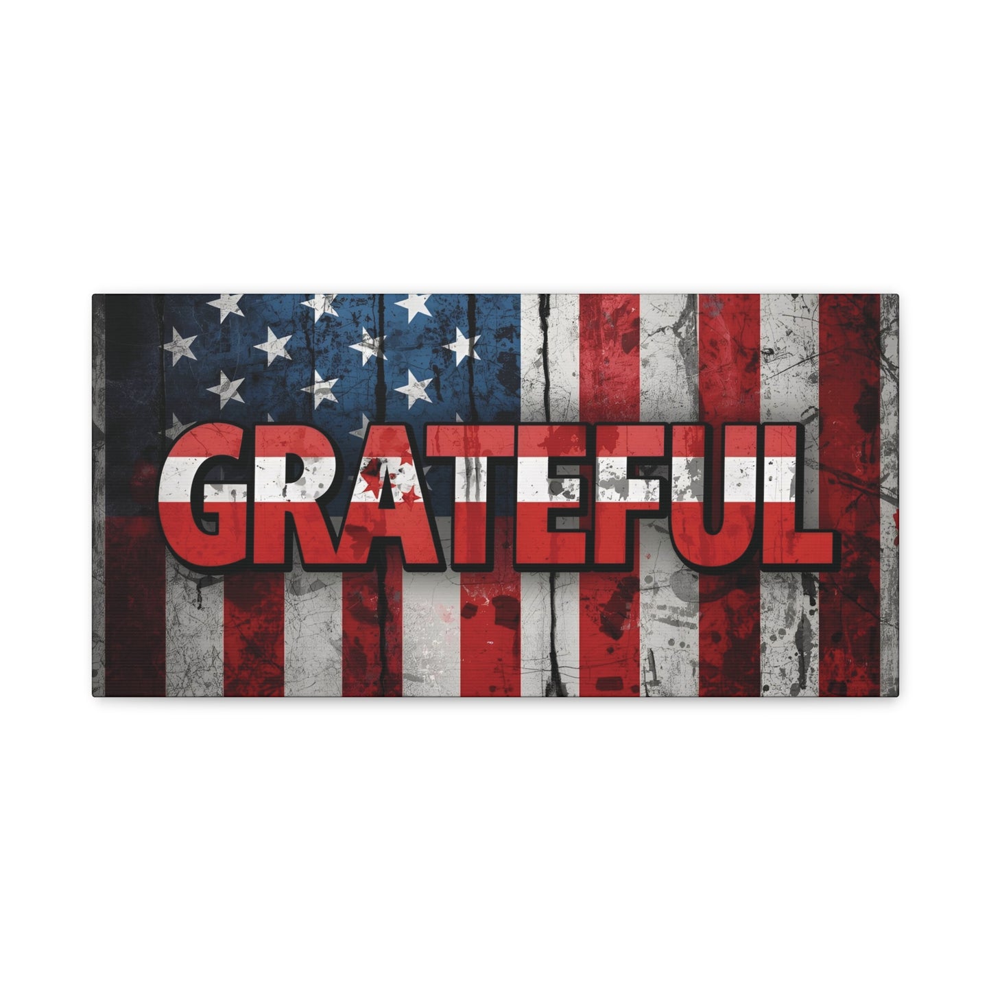 Grateful American Flag Wall Art | Patriotic Canvas Decor, Home Wall Decor, Inspirational Gift, 4th of July Decoration, Veteran's Day