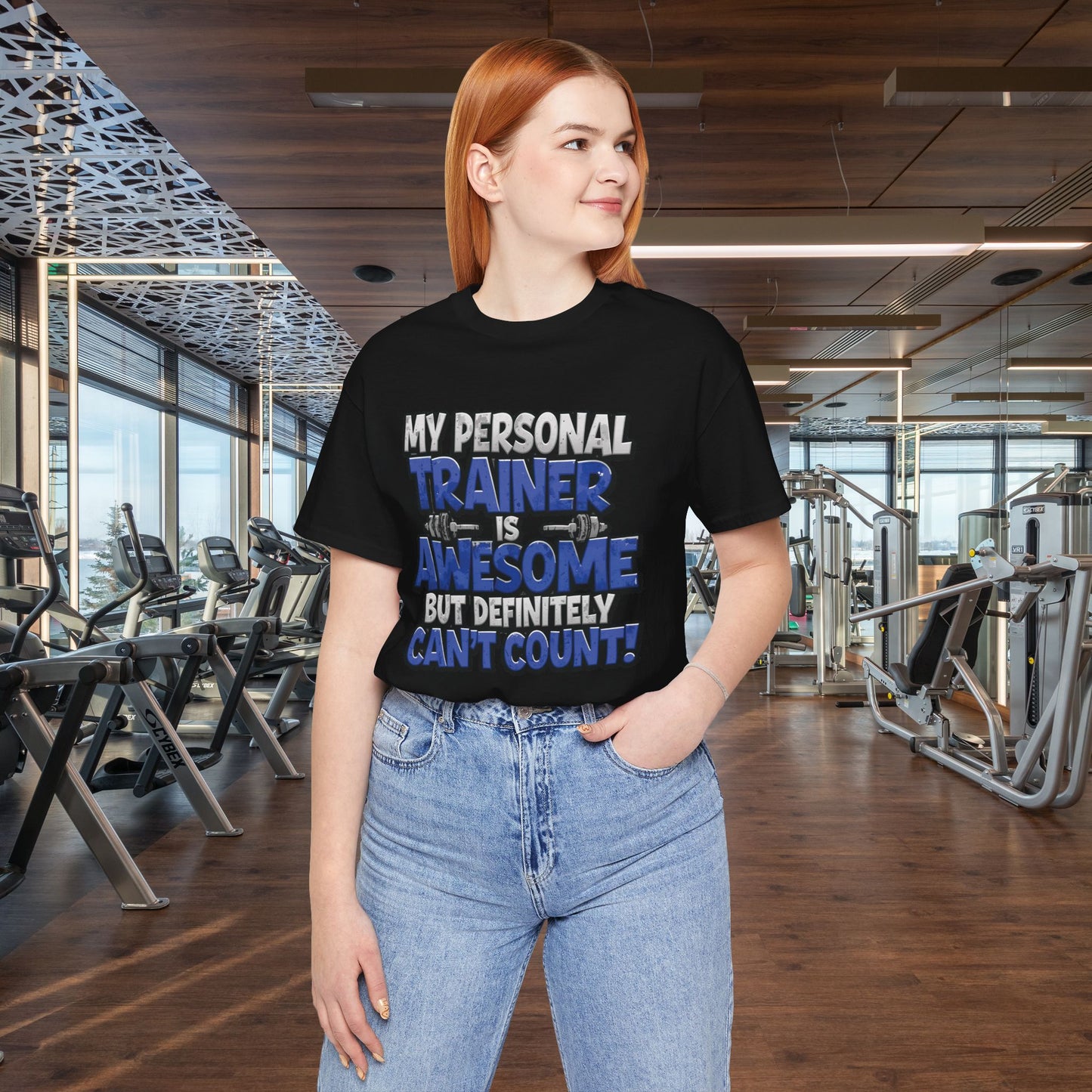 Funny - My Personal Trainer Is Awesome But Definitely Can’t Count! Tee - Great Gift for Fitness Lovers - Gym Humor Shirt - Workout Apparel - Personal Trainer Gift - Fitness Motivation Tee - XS - 4XL