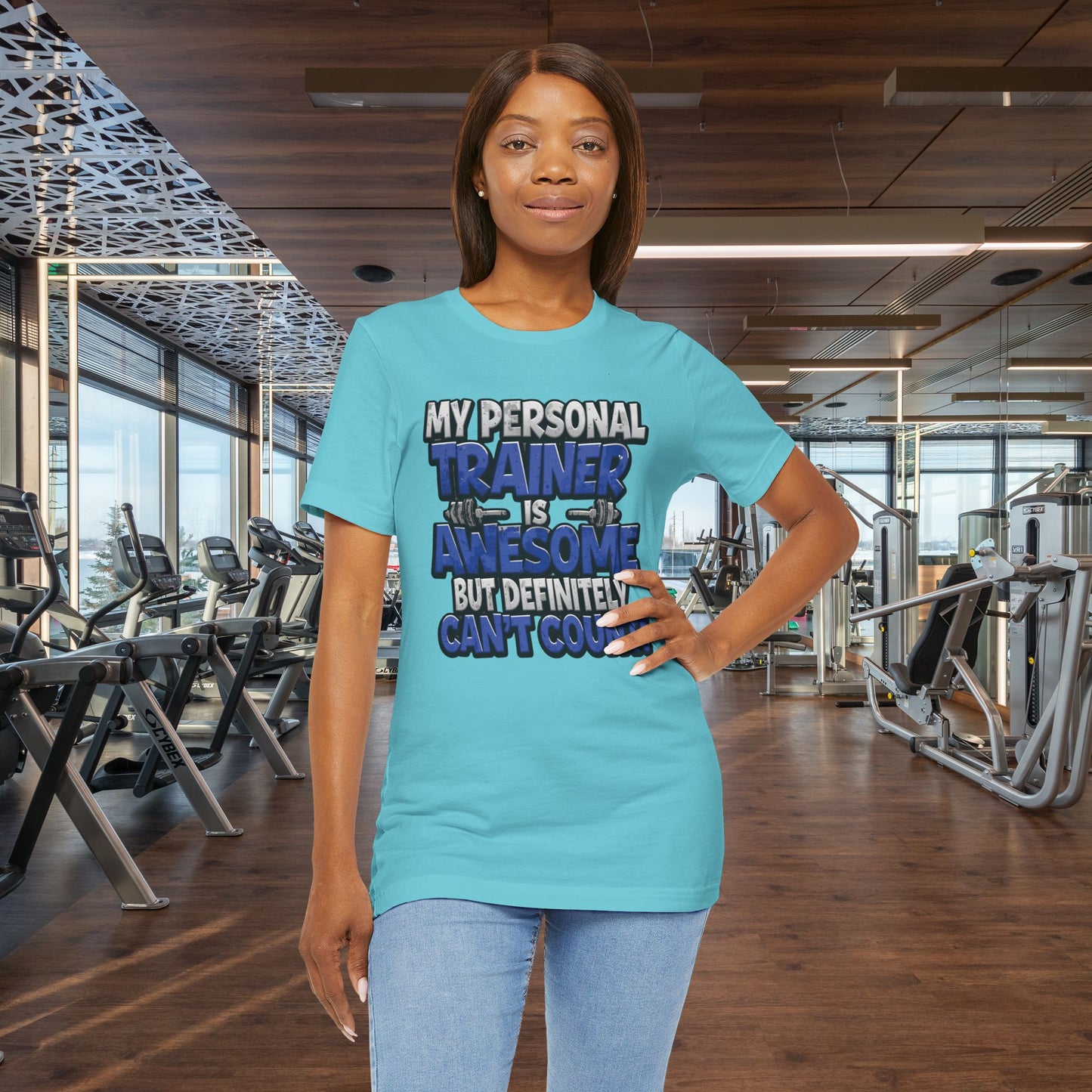 Funny - My Personal Trainer Is Awesome But Definitely Can’t Count! Tee - Great Gift for Fitness Lovers - Gym Humor Shirt - Workout Apparel - Personal Trainer Gift - Fitness Motivation Tee - XS - 4XL