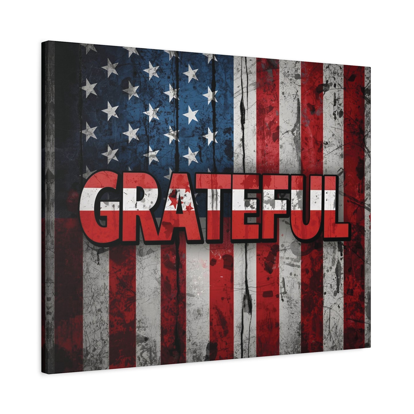 Grateful American Flag Wall Art | Patriotic Canvas Decor, Home Wall Decor, Inspirational Gift, 4th of July Decoration, Veteran's Day