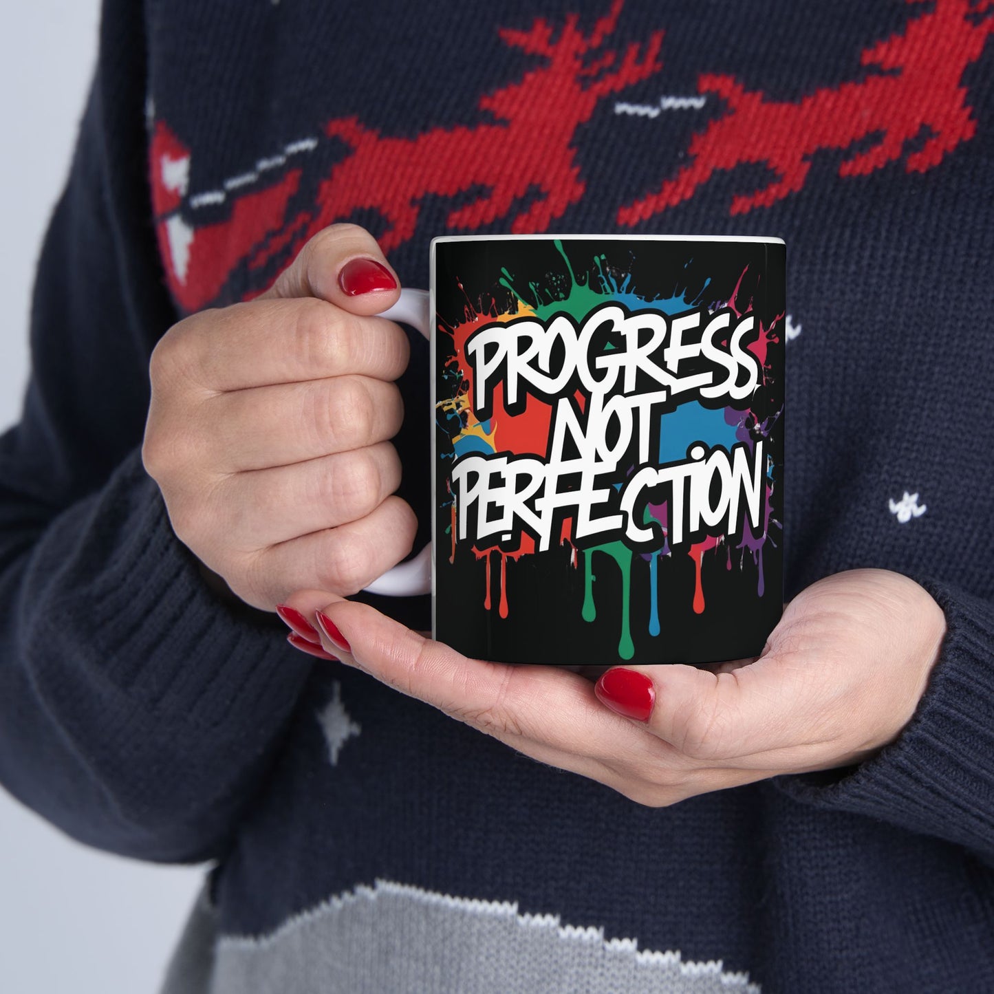 💥 Vibrant 💥Motivational 💥 Stylish Ceramic Mug 💥 Progress Not Perfection 💥 Inspiring Coffee Cup for Daily Motivation 💥 Available In 2 Convenient Sizes 11oz & 15oz 💥