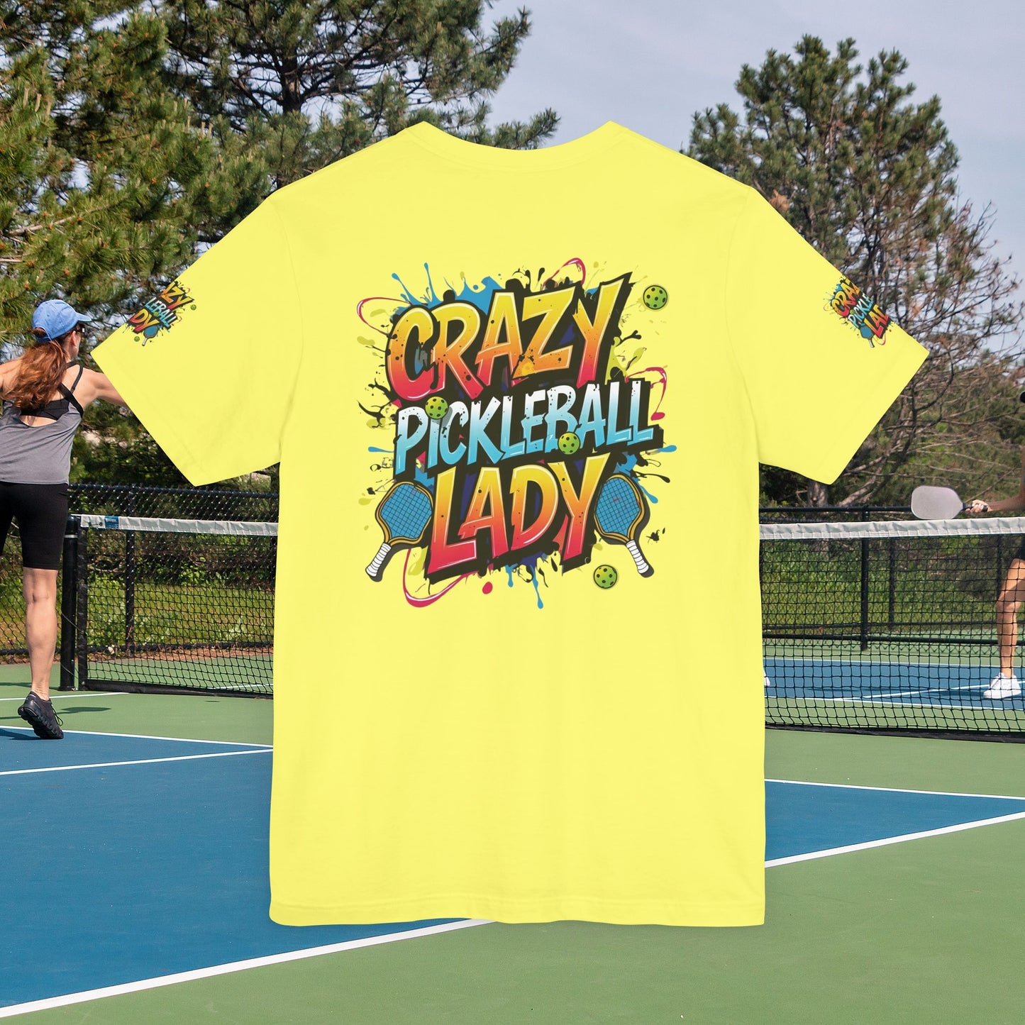 Eye-Catching Crazy Pickleball Lady T-Shirt - Fun Graphic Tee for Pickleball Enthusiasts Sizes XS-5XL