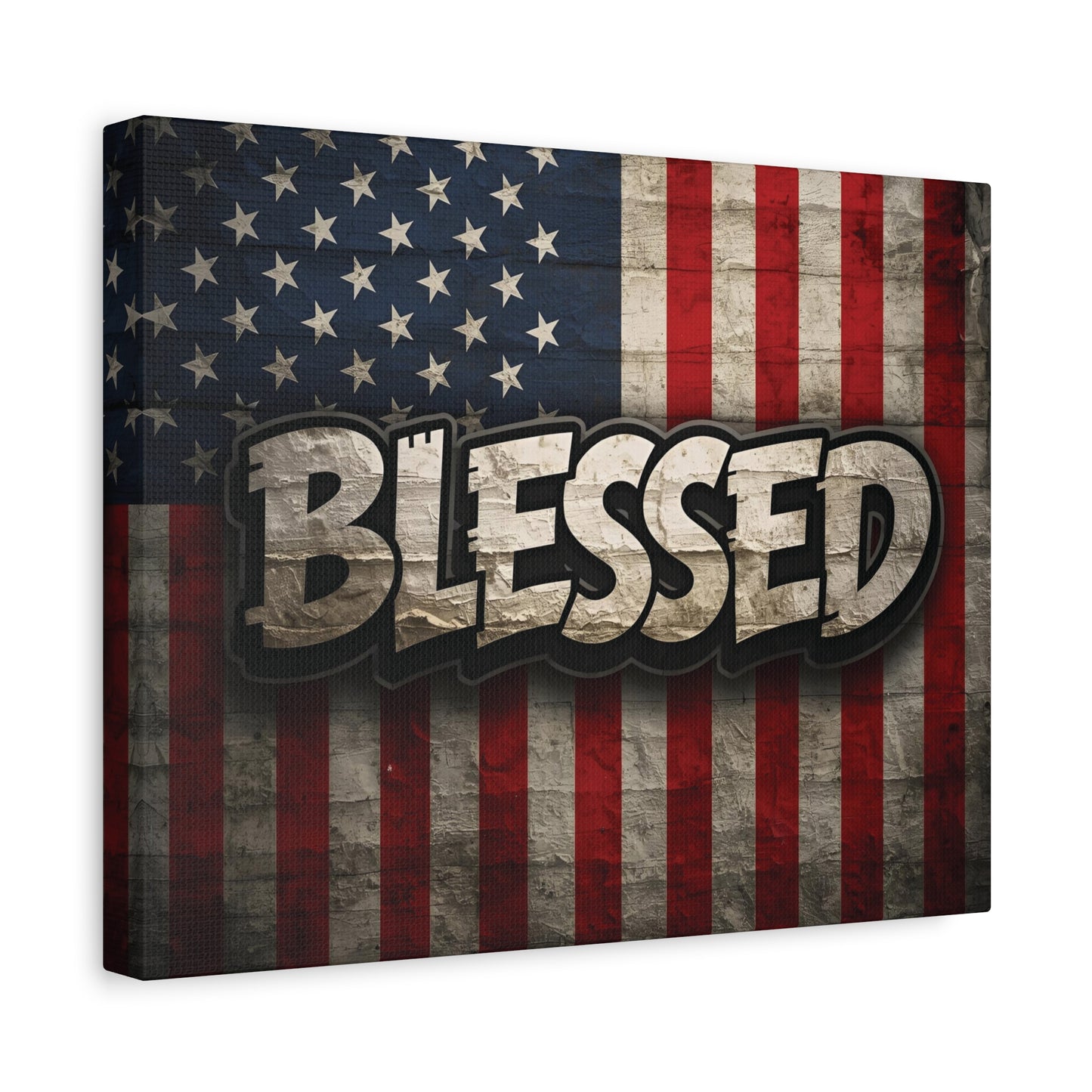 Blessed American Flag Canvas Wall Art, Patriotic Home Decor, Inspirational Gift, Rustic Wall Decor, Americana Artwork