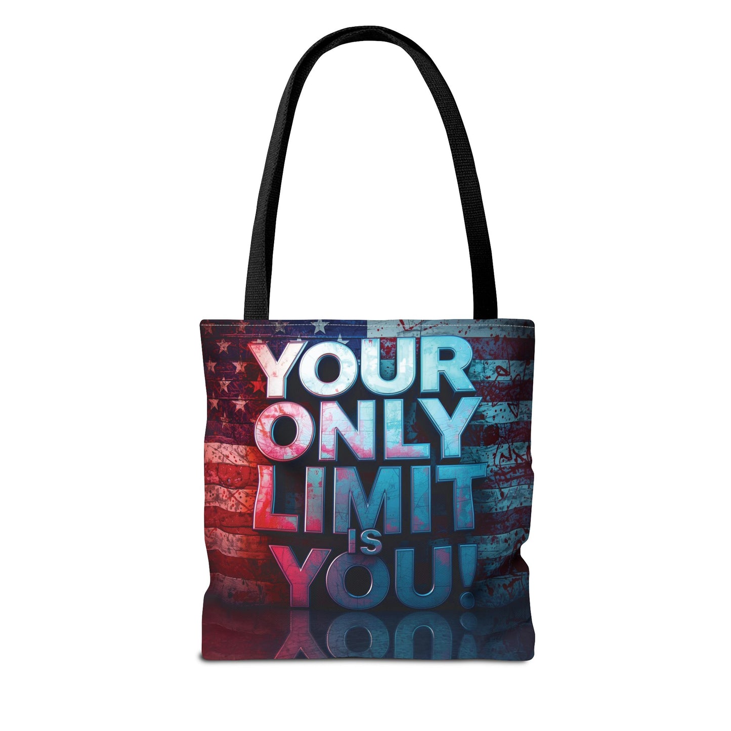 Motivational Tote Bag, Your Only Limit is You!, Inspirational Gift, USA Flag Design, Eco-Friendly Everyday Tote
