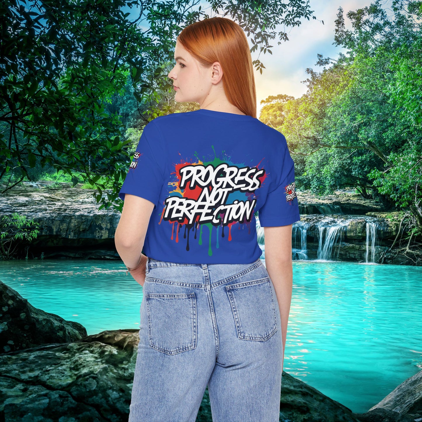 💥 Vibrant 💥 Eye-catching 💥 Motivational 💥 All Over Print 💥 Unisex T-shirt 💥 Progress Not Perfection 💥 Art-Inspired 💥 Apparel 💥 Sizes XS x 4XL 💥