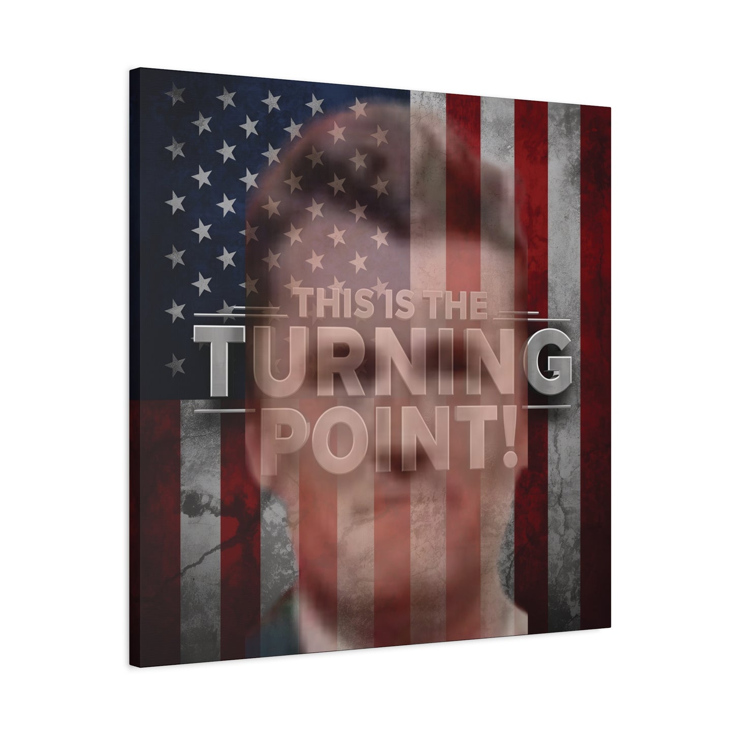Inspirational Gallery Wrap Canvas Wall Art - Motivational Home Decor - Charlie Kirk - This Is The Turning Point! Artwork - Unique Gift Idea - American Flag Backdrop Design