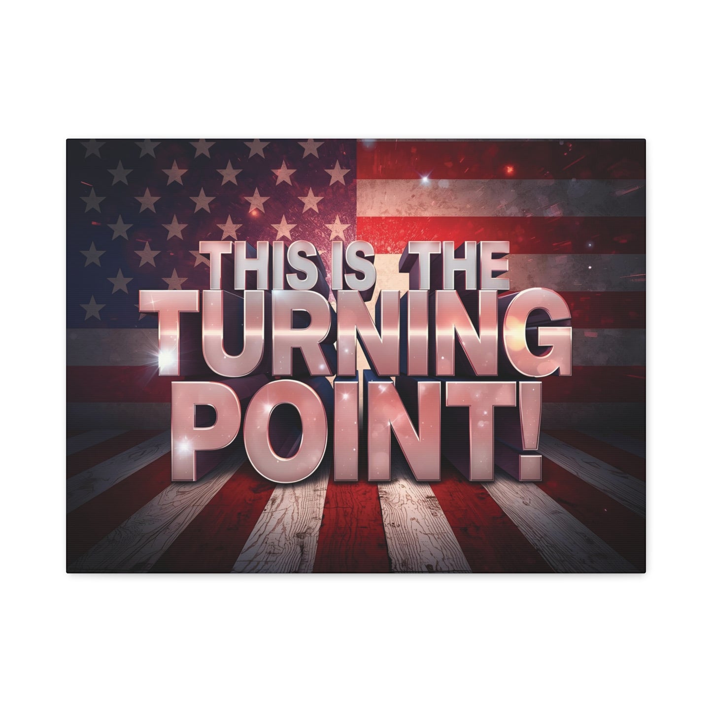 Gallery Wrapped Canvas Wall Art - Charlie Kirk Inspired - This Is The Turning Point! - Red White Blue - American Flag Backdrop Design - Multiple Sizes -