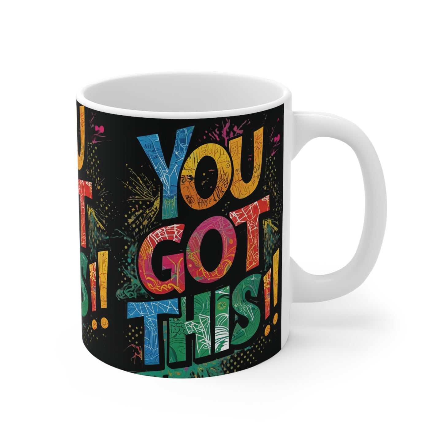 Inspirational Ceramic Coffee Mug - You Got This! Print, Motivational Coffee Cup, Gift for Friends , Positive Affirmation, Home Office Decor, Cheerful Drinkware