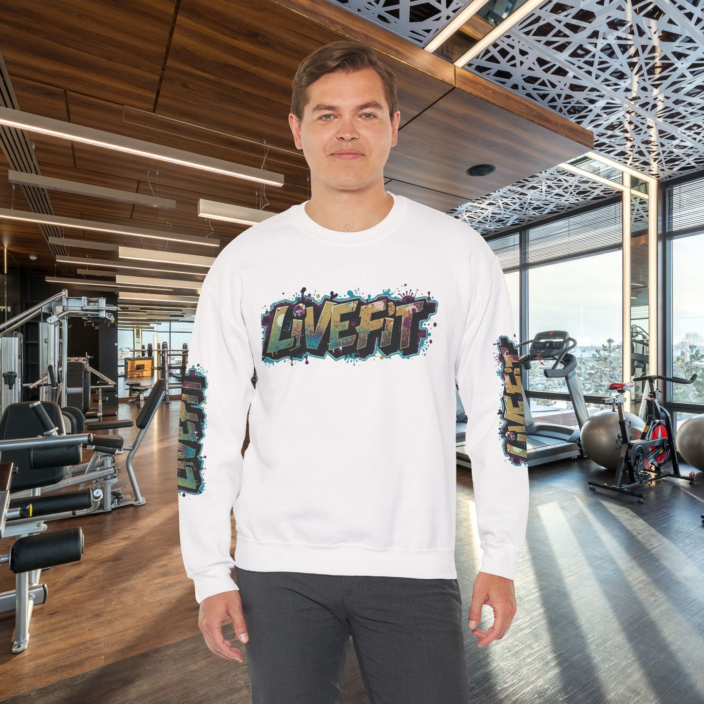 Live Fit Crewneck Sweatshirt - Trendy Fitness Apparel - Unisex Casual Wear - Sports Gift - Workout Fashion - Street Style Sweatshirt -