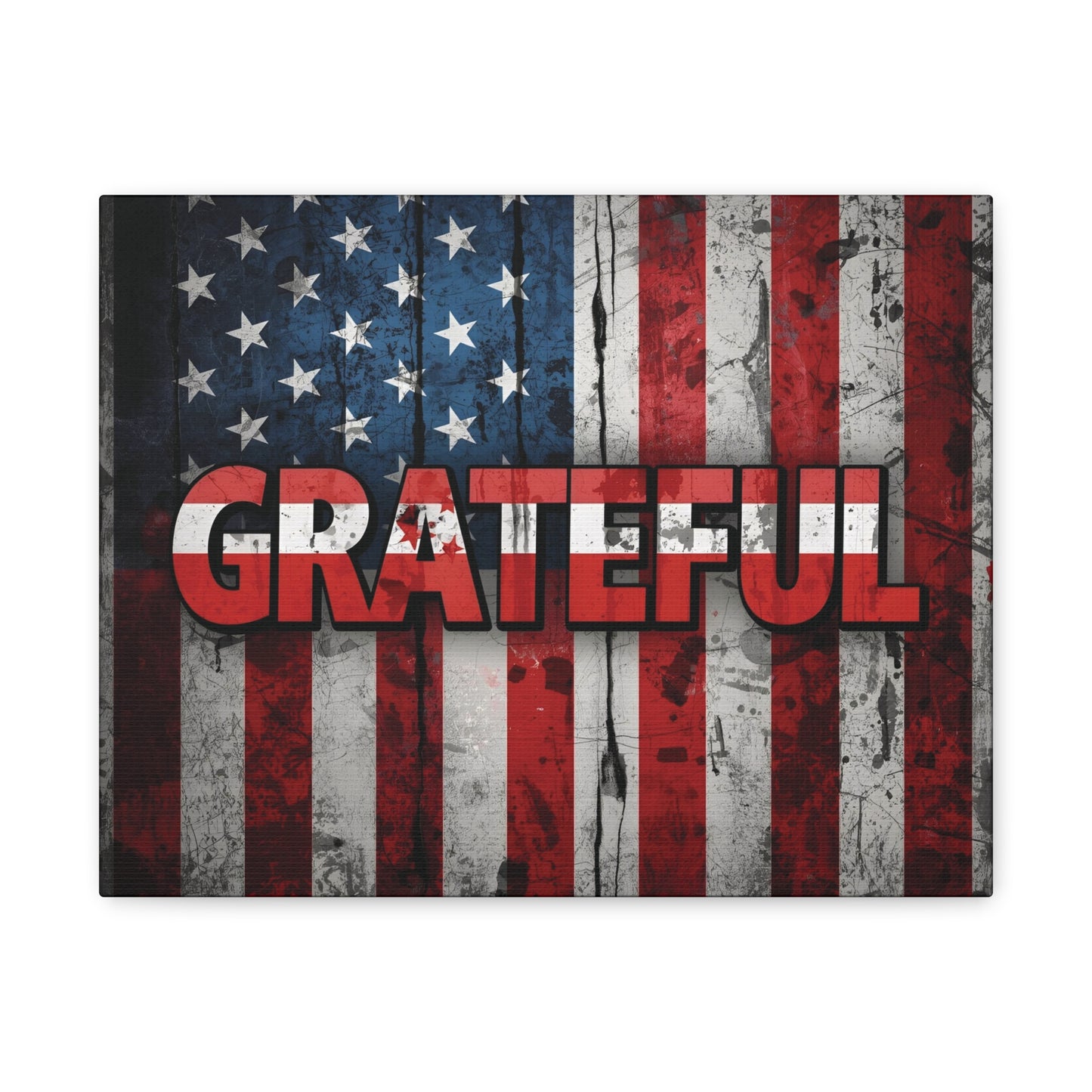 Grateful American Flag Wall Art | Patriotic Canvas Decor, Home Wall Decor, Inspirational Gift, 4th of July Decoration, Veteran's Day